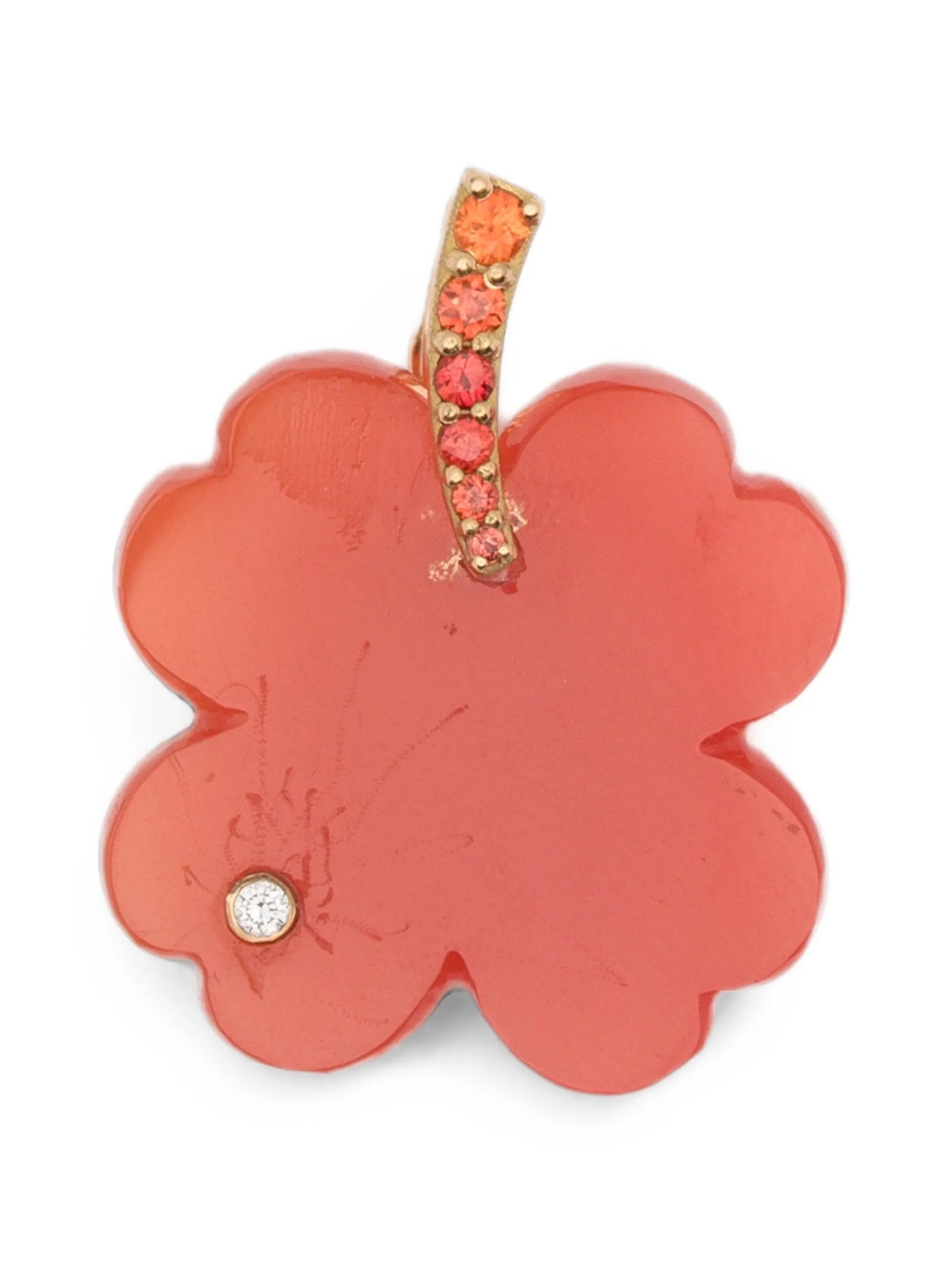 orange sapphire and diamond pendant