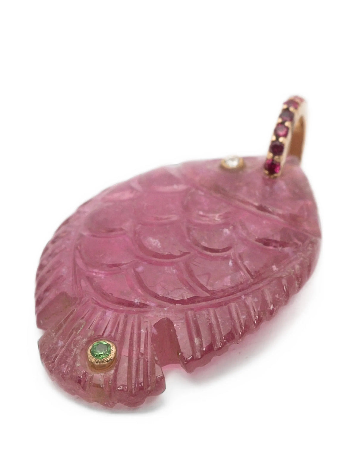 tourmaline and diamond fish pendant
