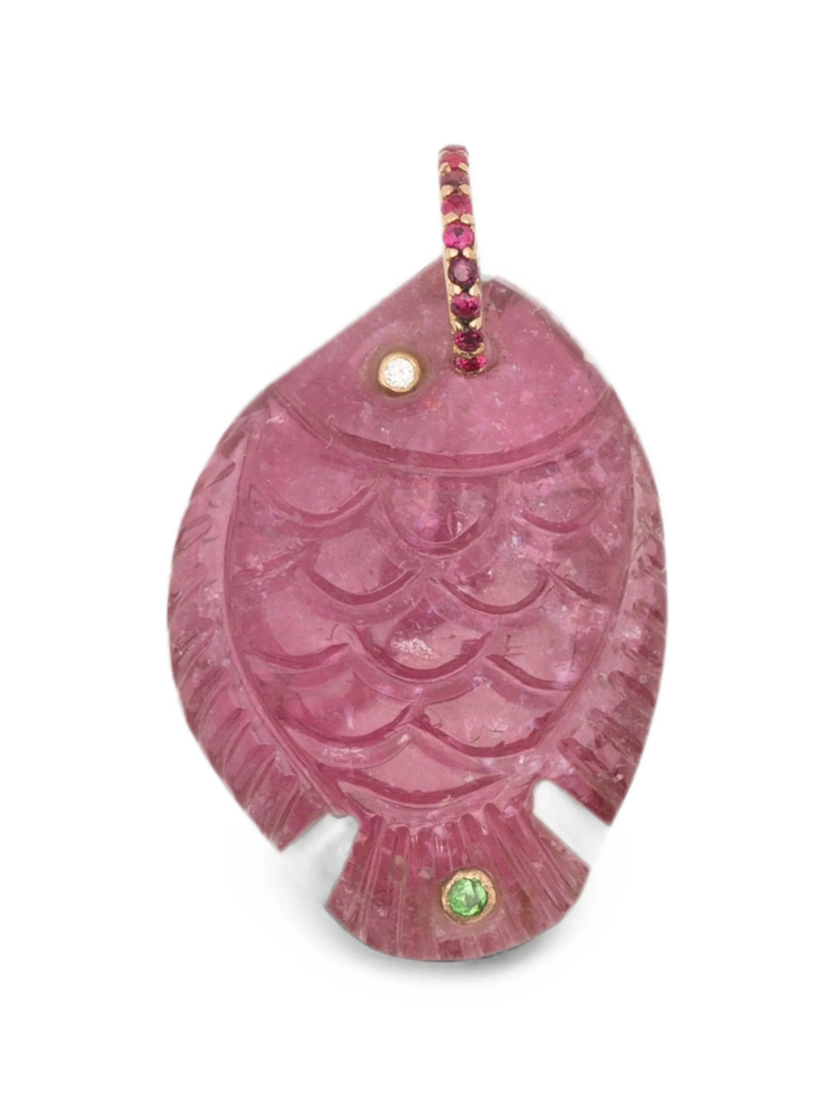 tourmaline and diamond fish pendant