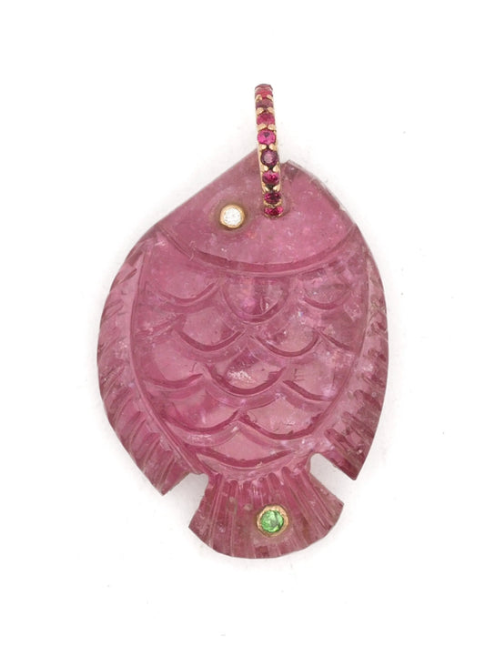 tourmaline and diamond fish pendant