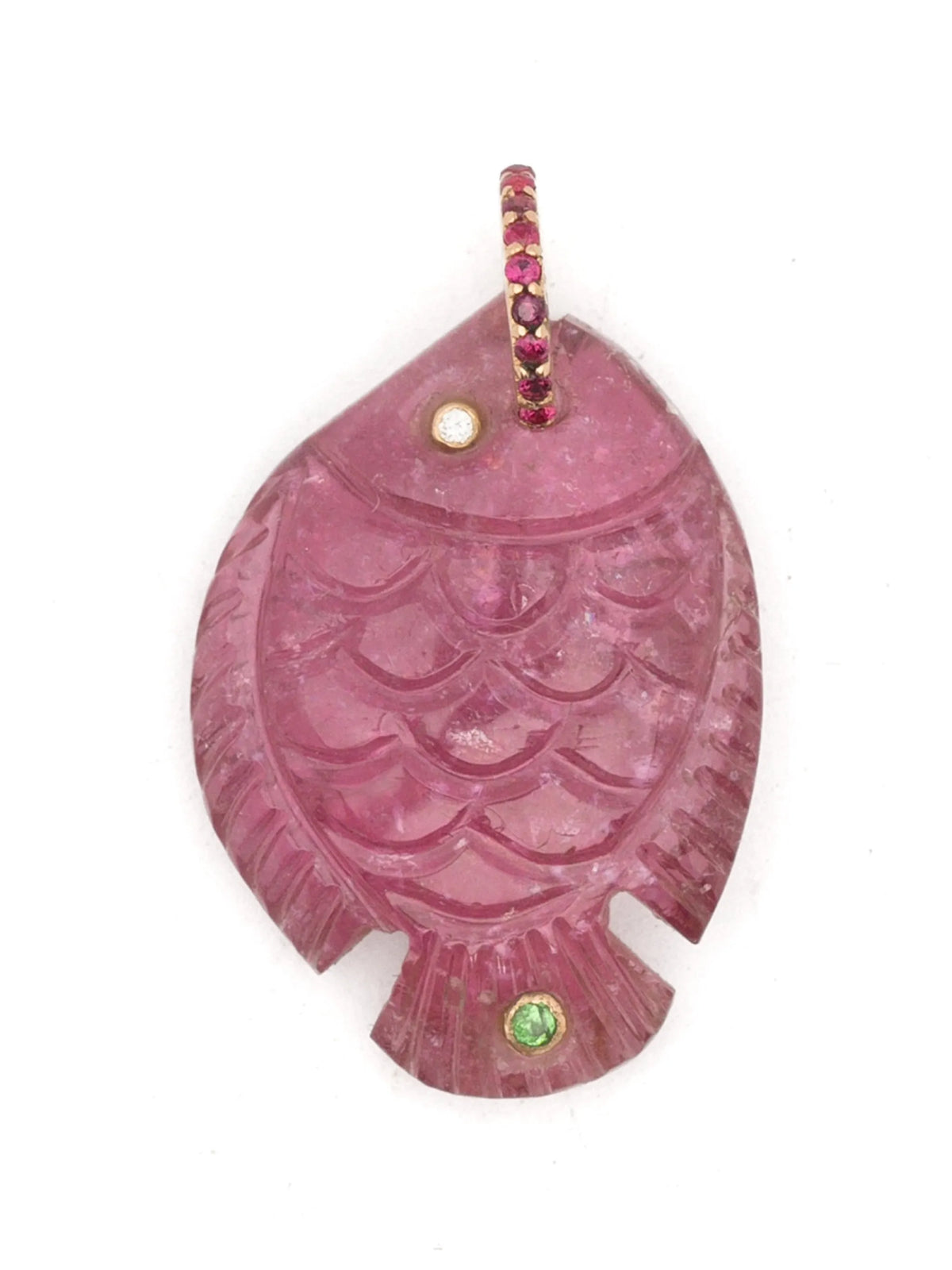 tourmaline and diamond fish pendant
