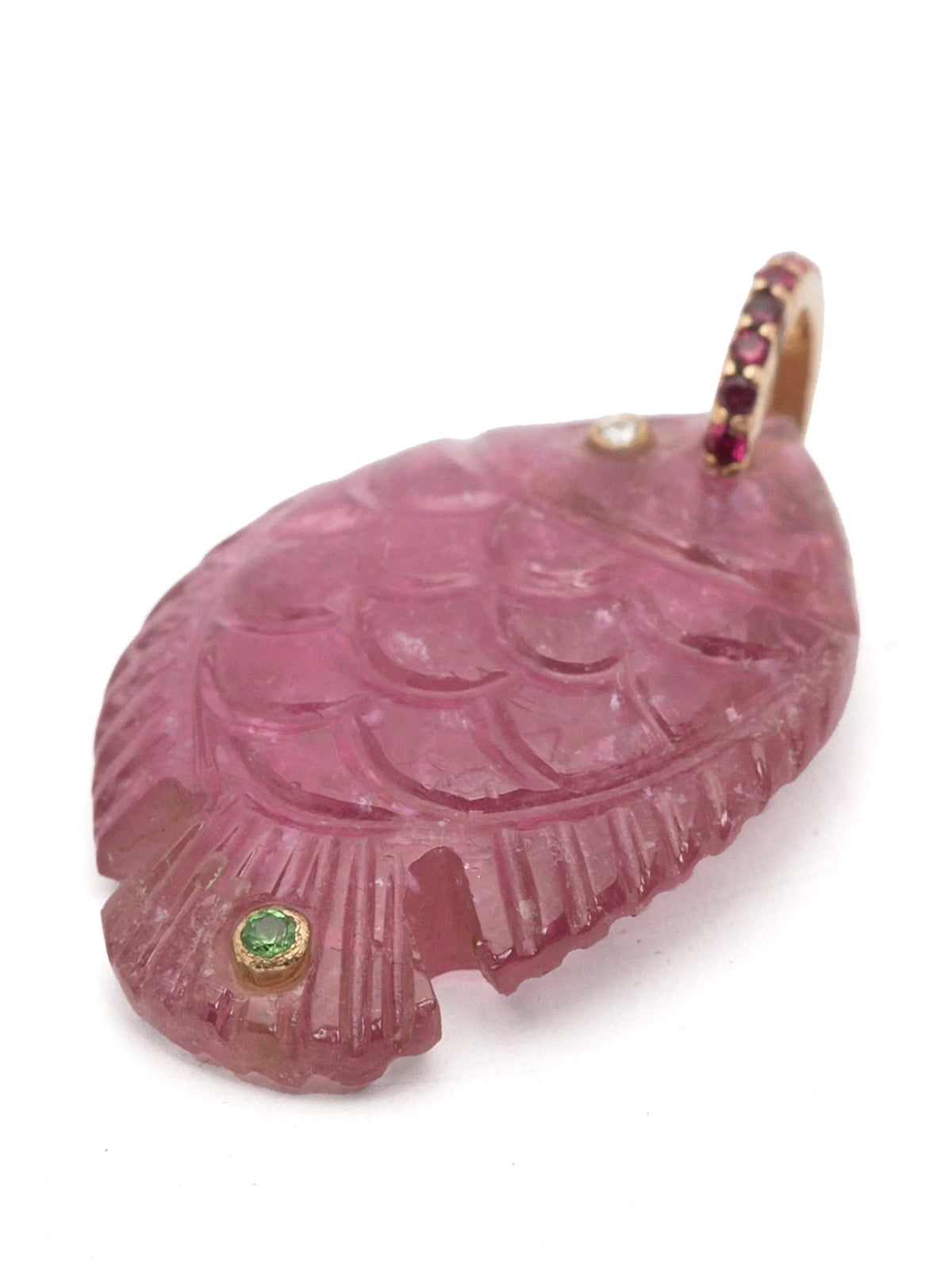 tourmaline and diamond fish pendant