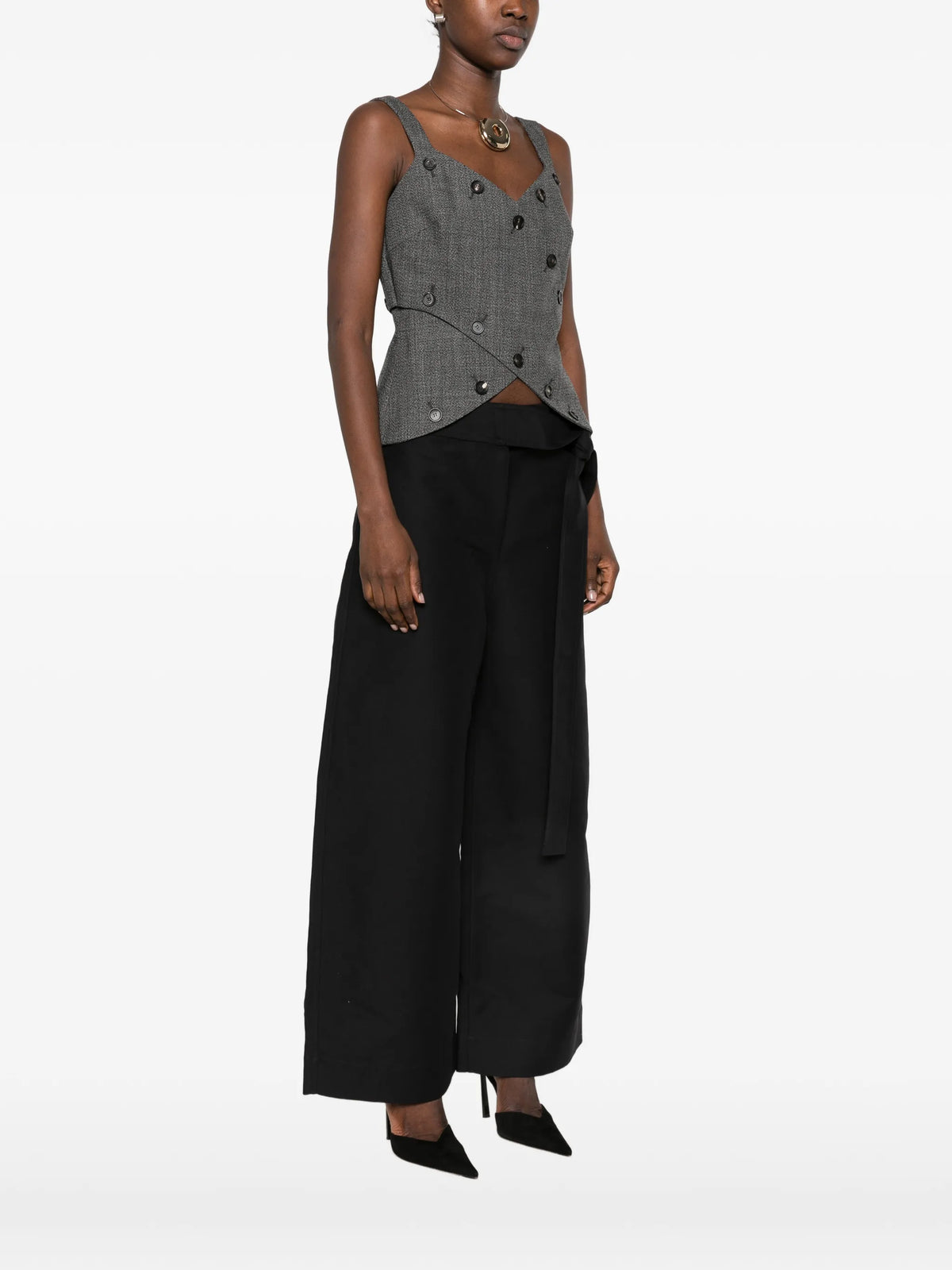 mouliné button-up top