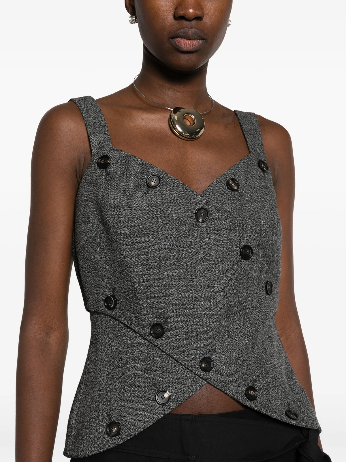 button detail wool vest
