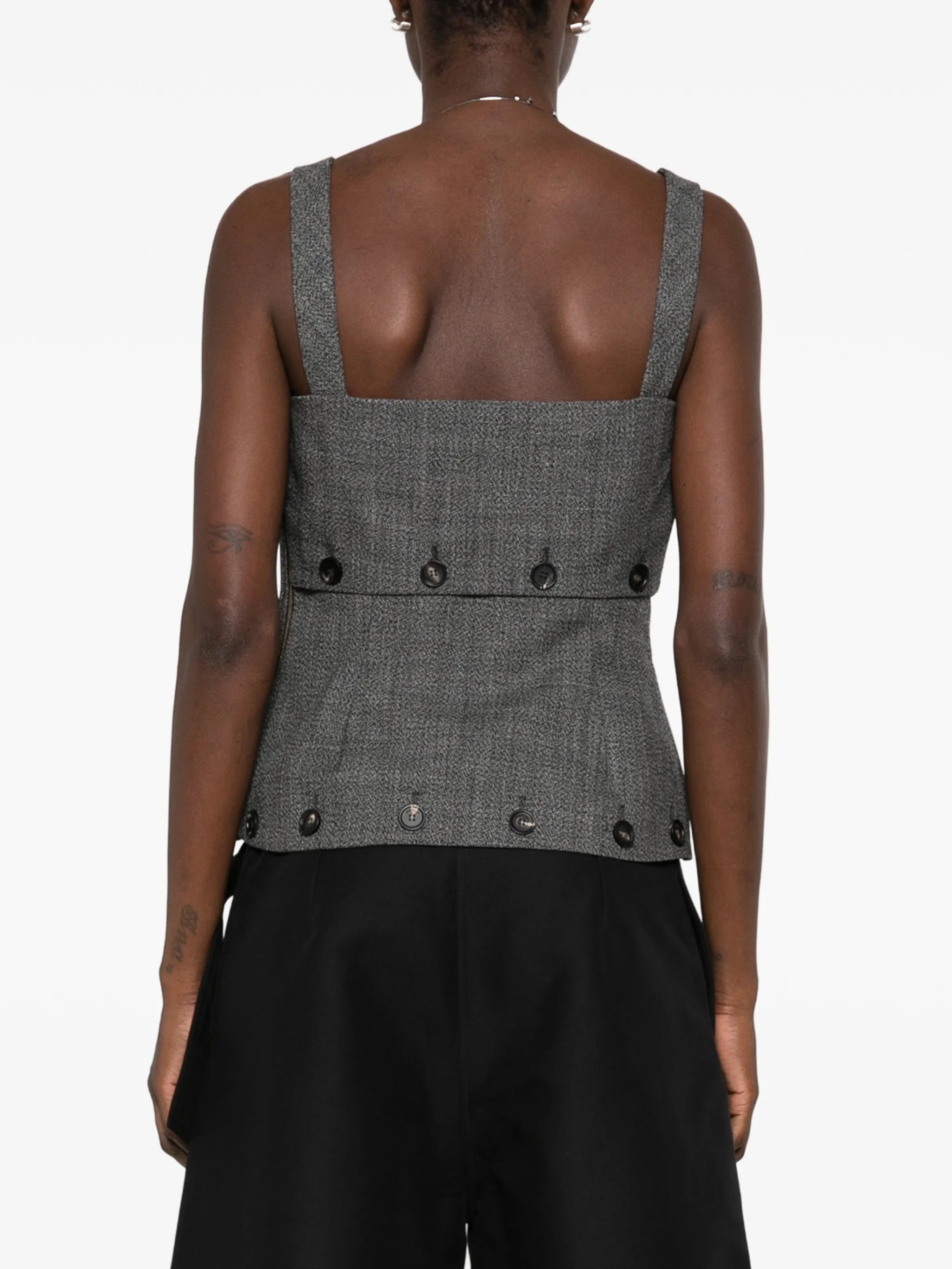 button detail wool vest