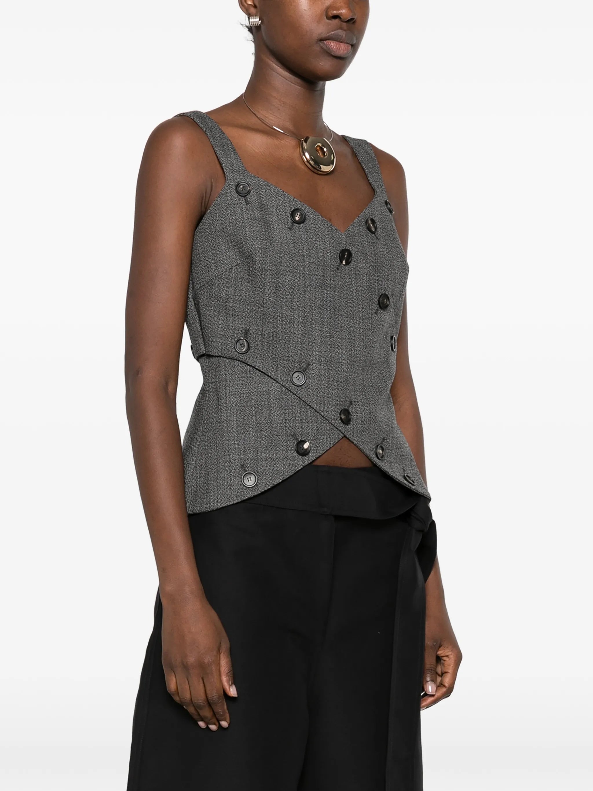 button detail wool vest