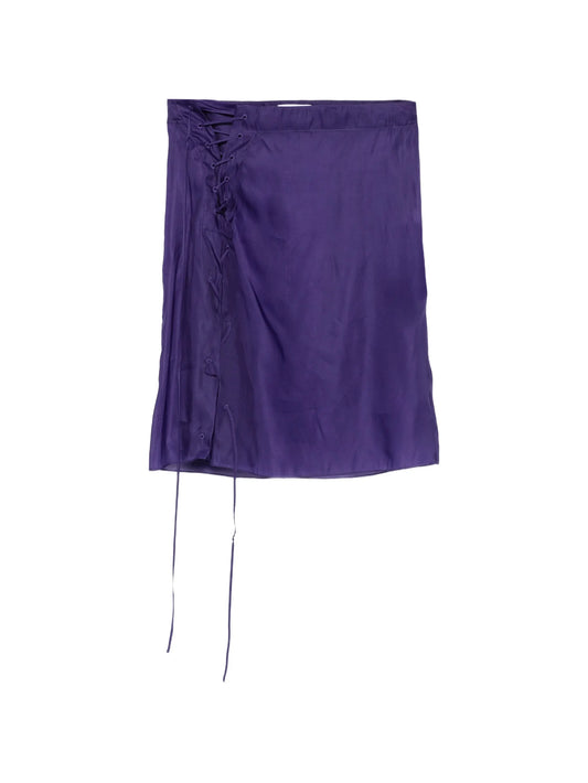 lace-up sheer midi straight skirt