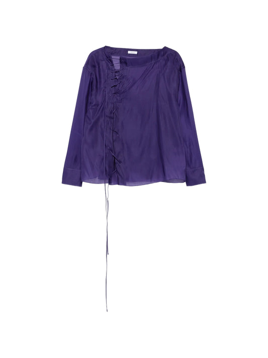 Organza blouse with string-tie detail