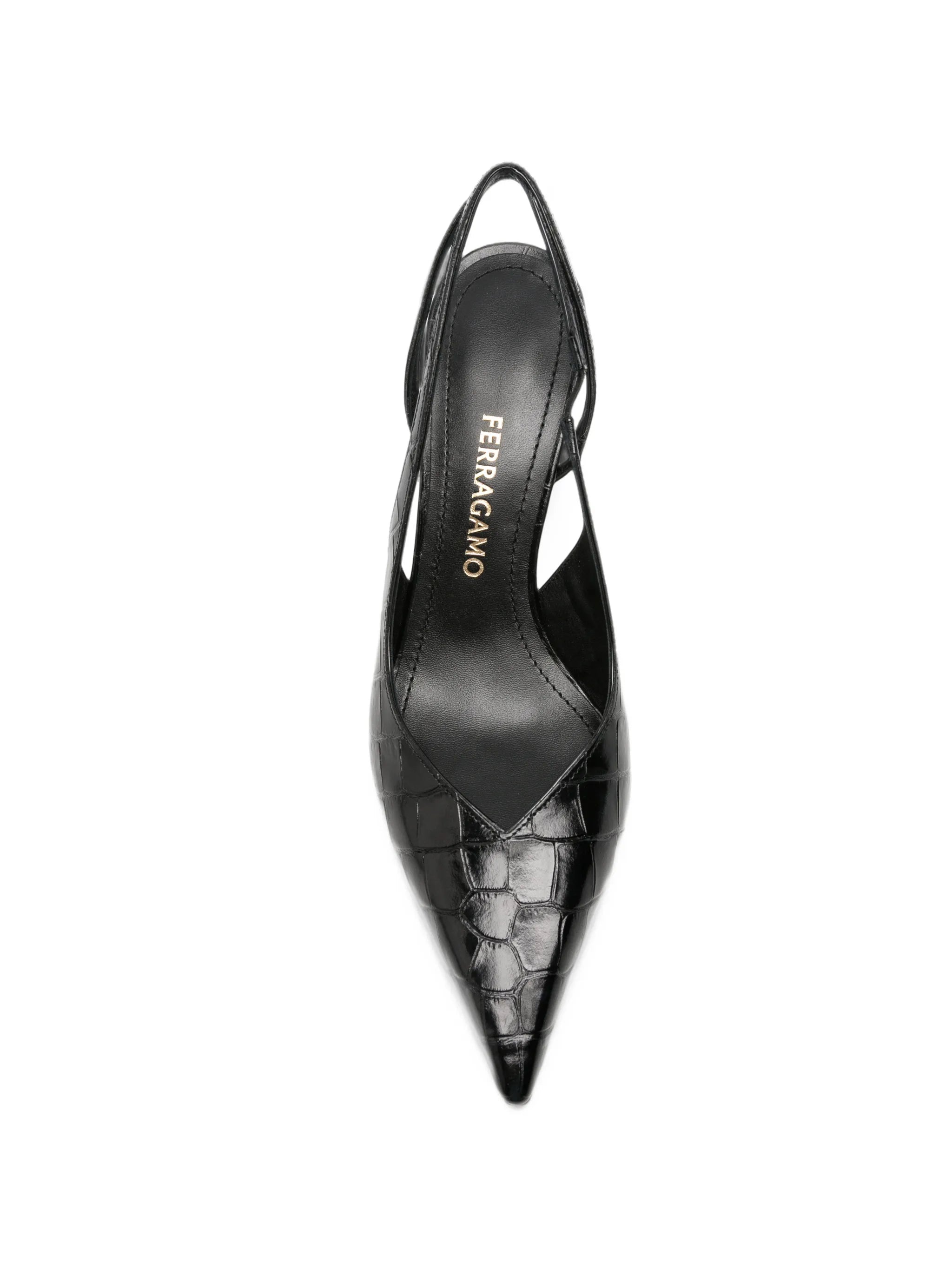 Dafne croc-effect slingback pumps