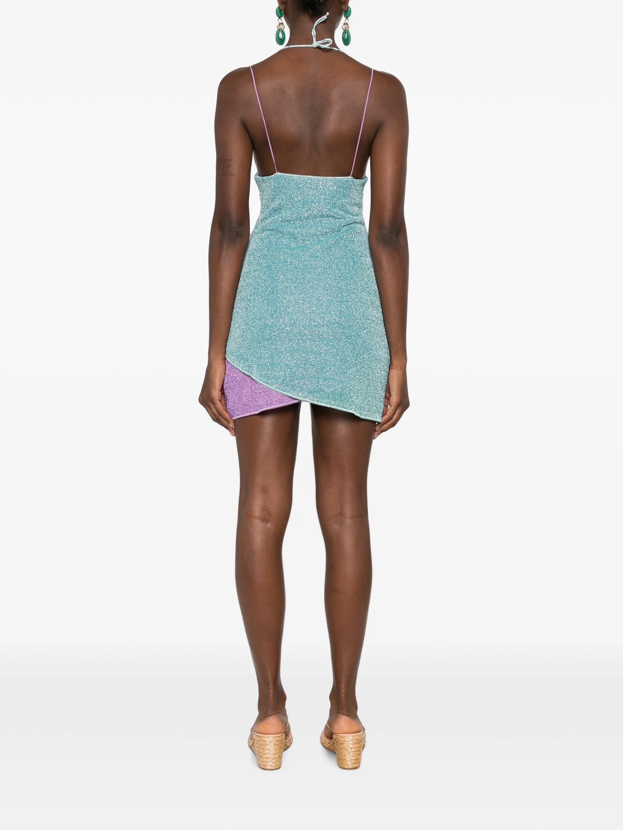 Lumiére glitter-effect layered mini dress