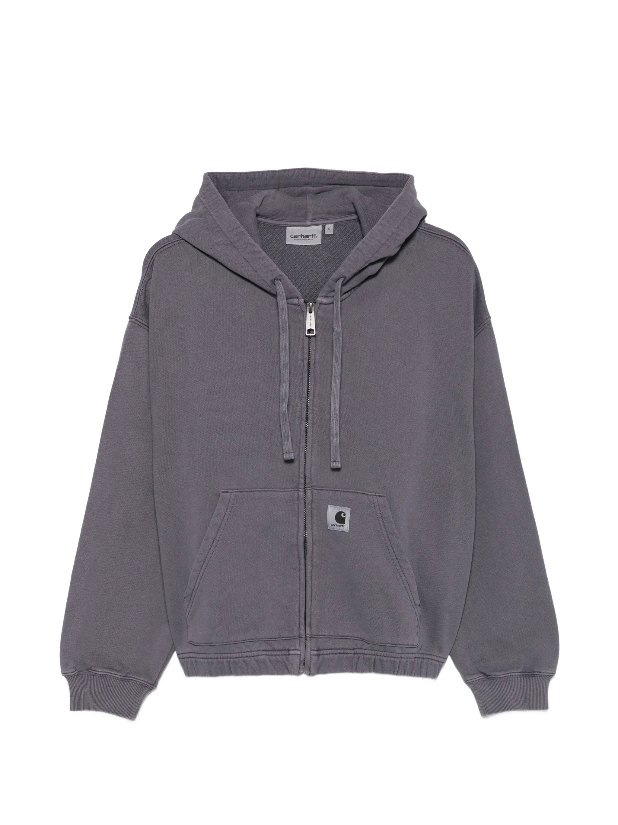 logo-patch zip-up hoodie