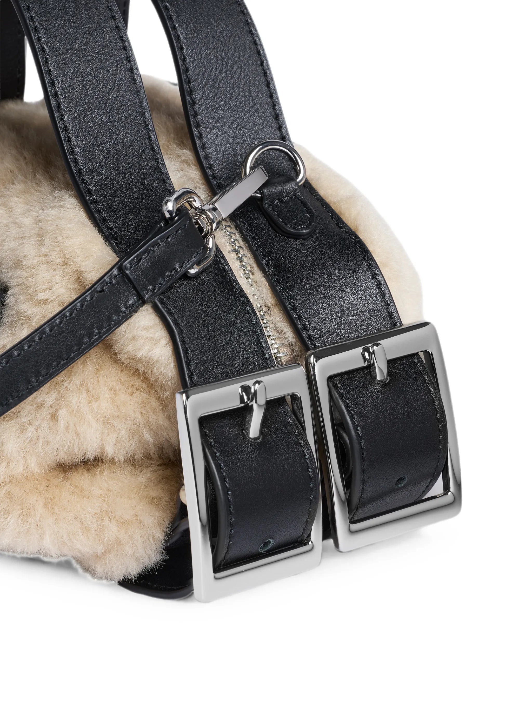 faux-fur biker belt tote bag