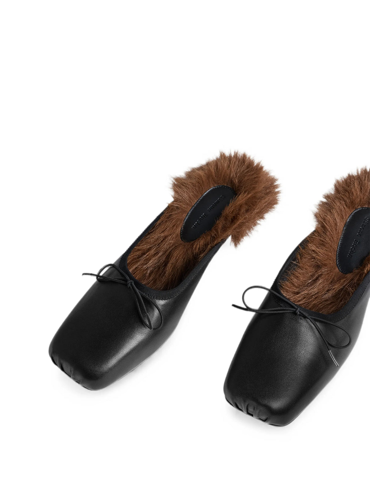 faux fur lined pointe heeled mules