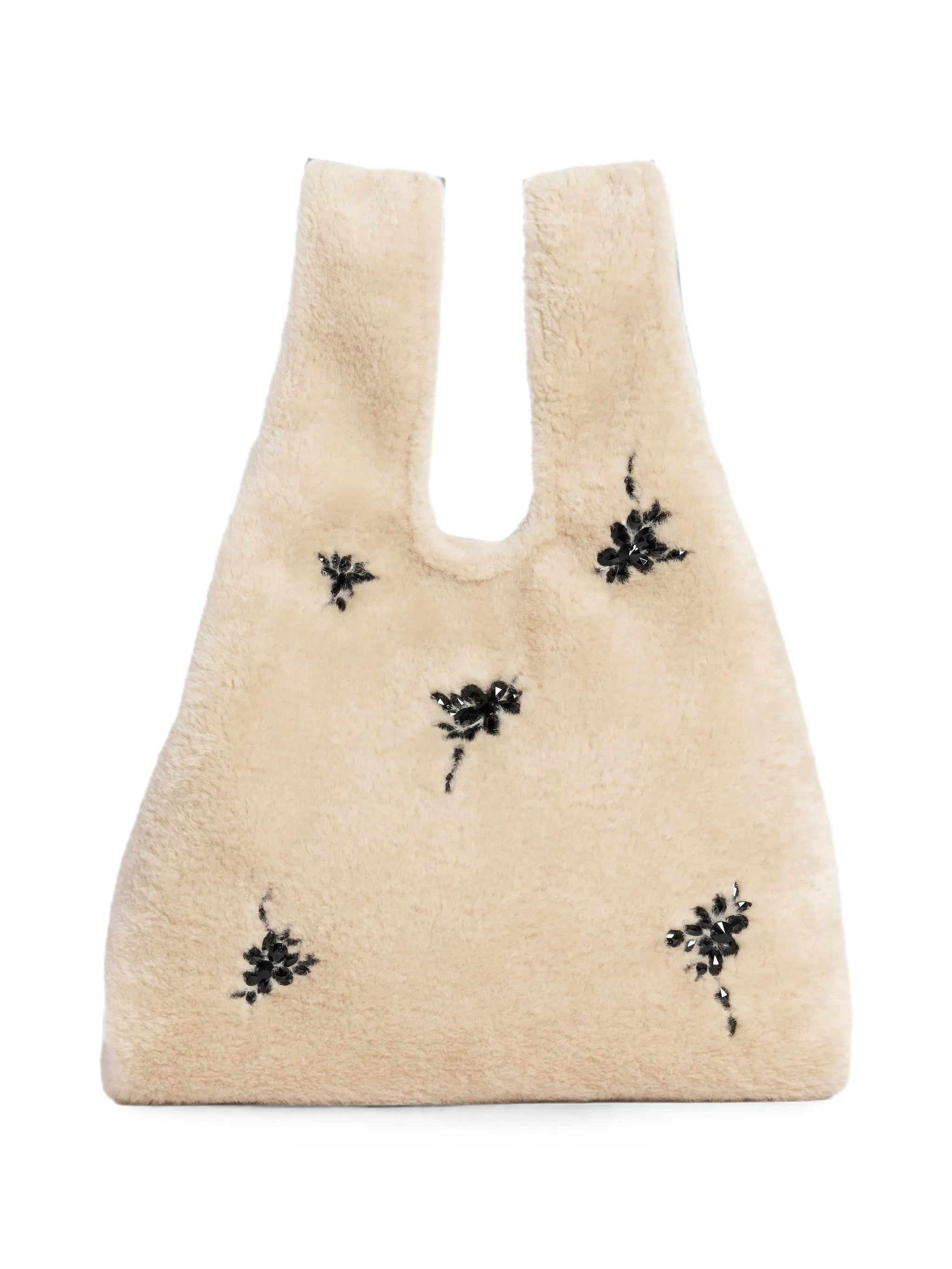 embellished faux-fur shopper bag