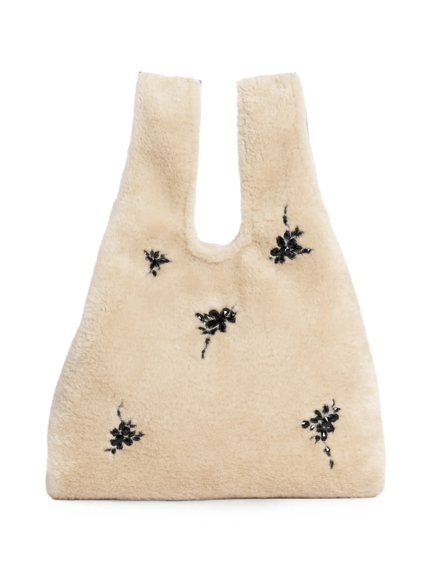 embellished faux-fur shopper bag