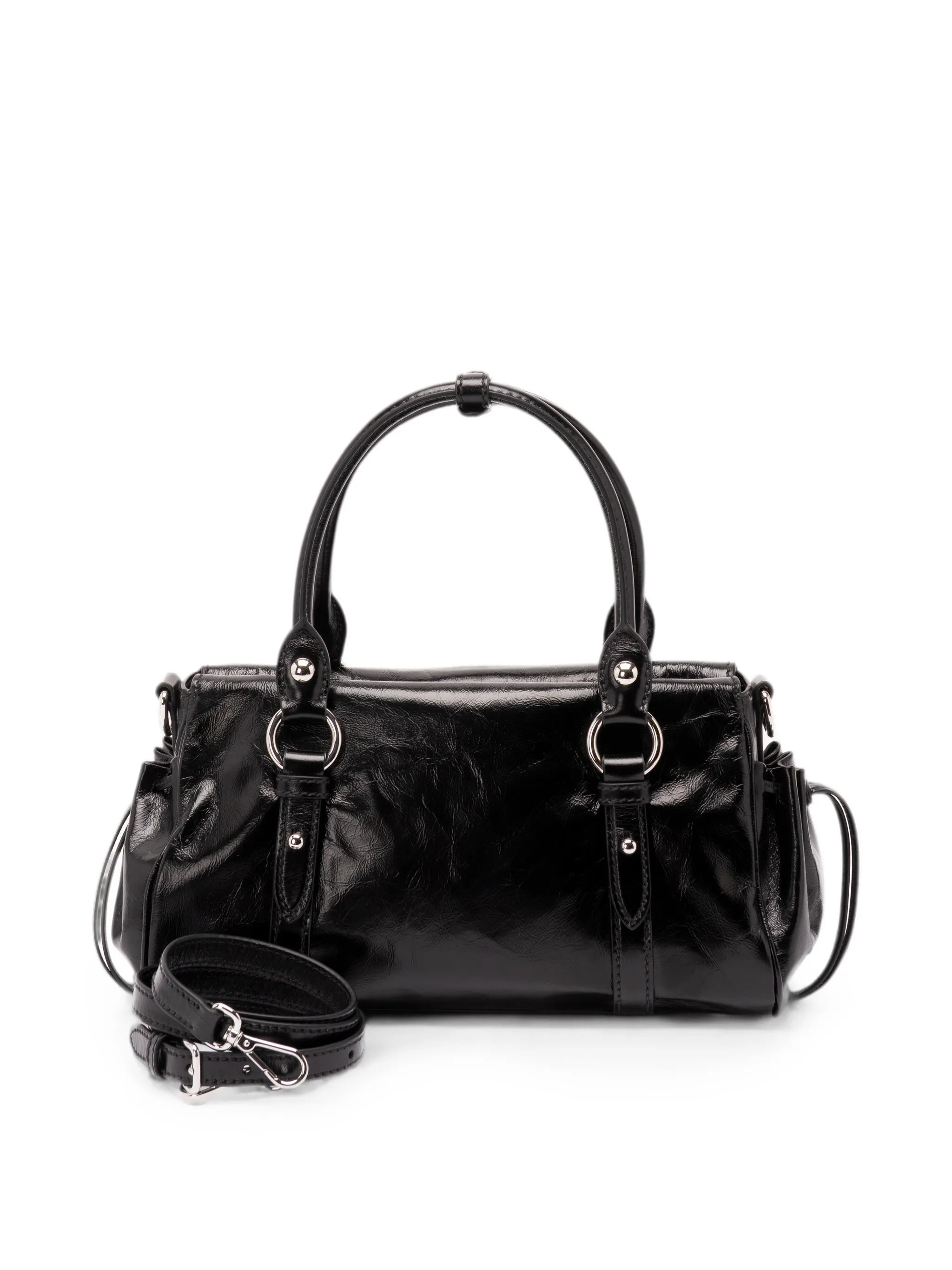 logo-embossed leather shoulder bag