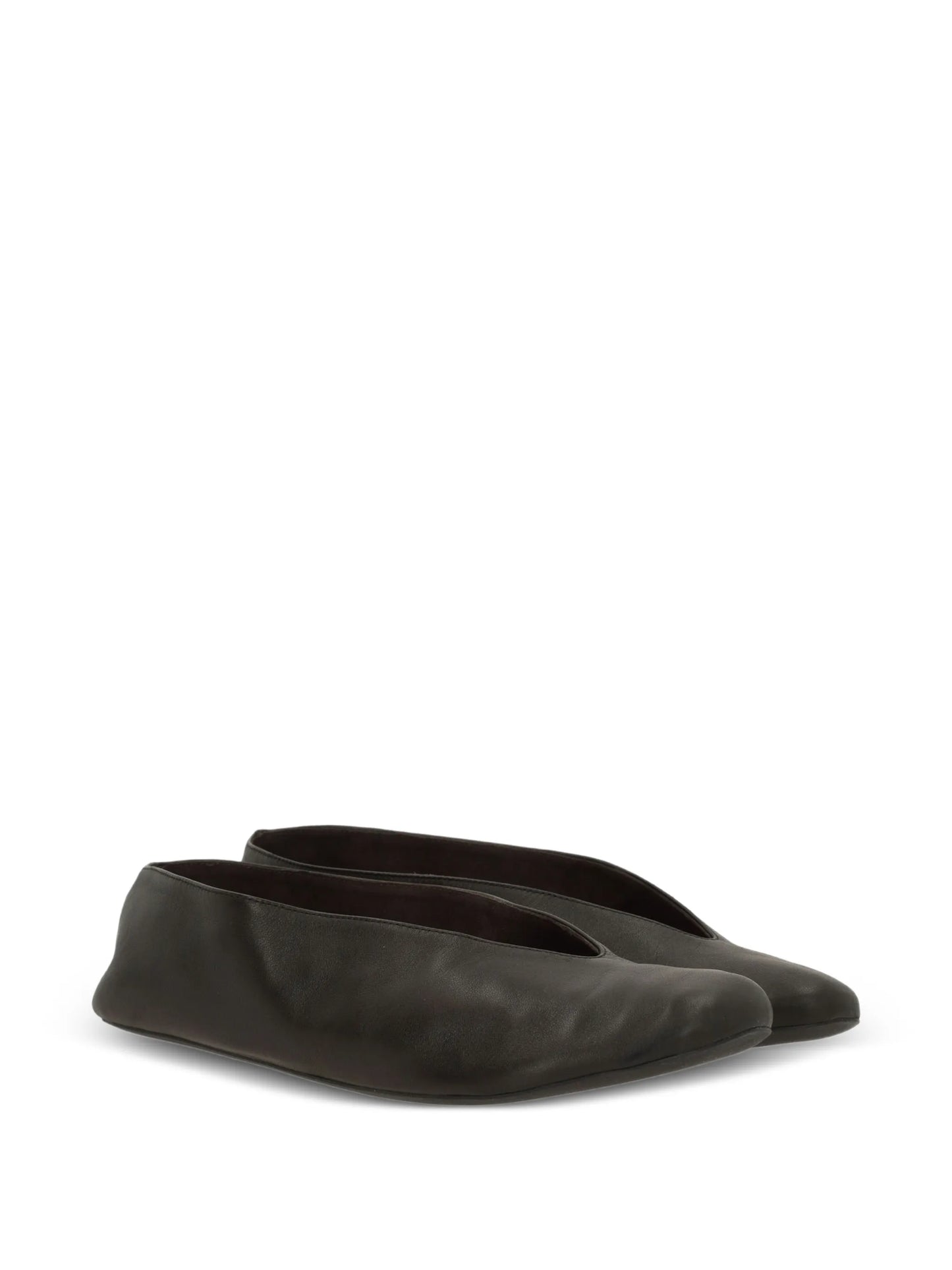 V-neck leather loafers