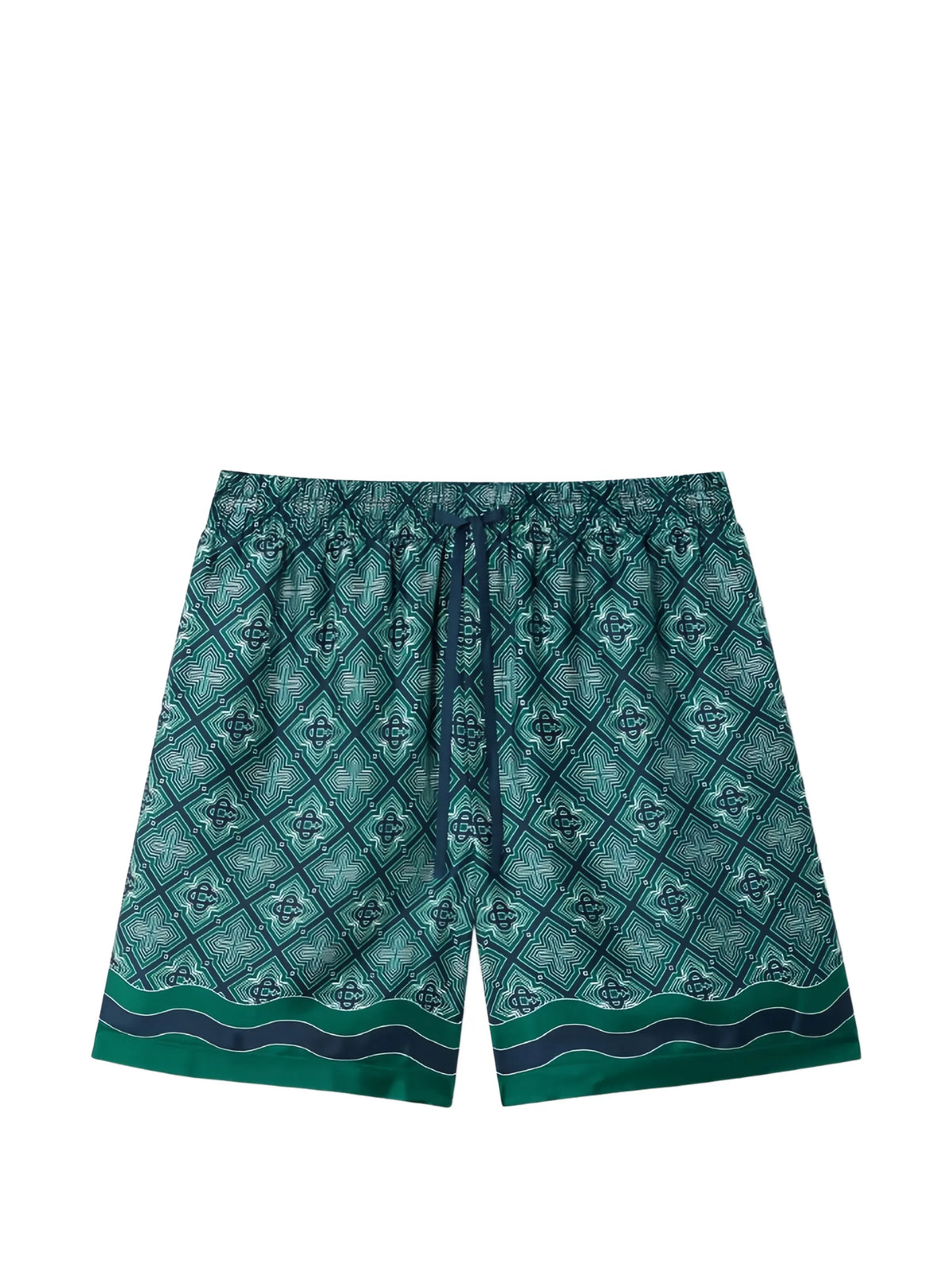 Radiating monogram-pattern shorts
