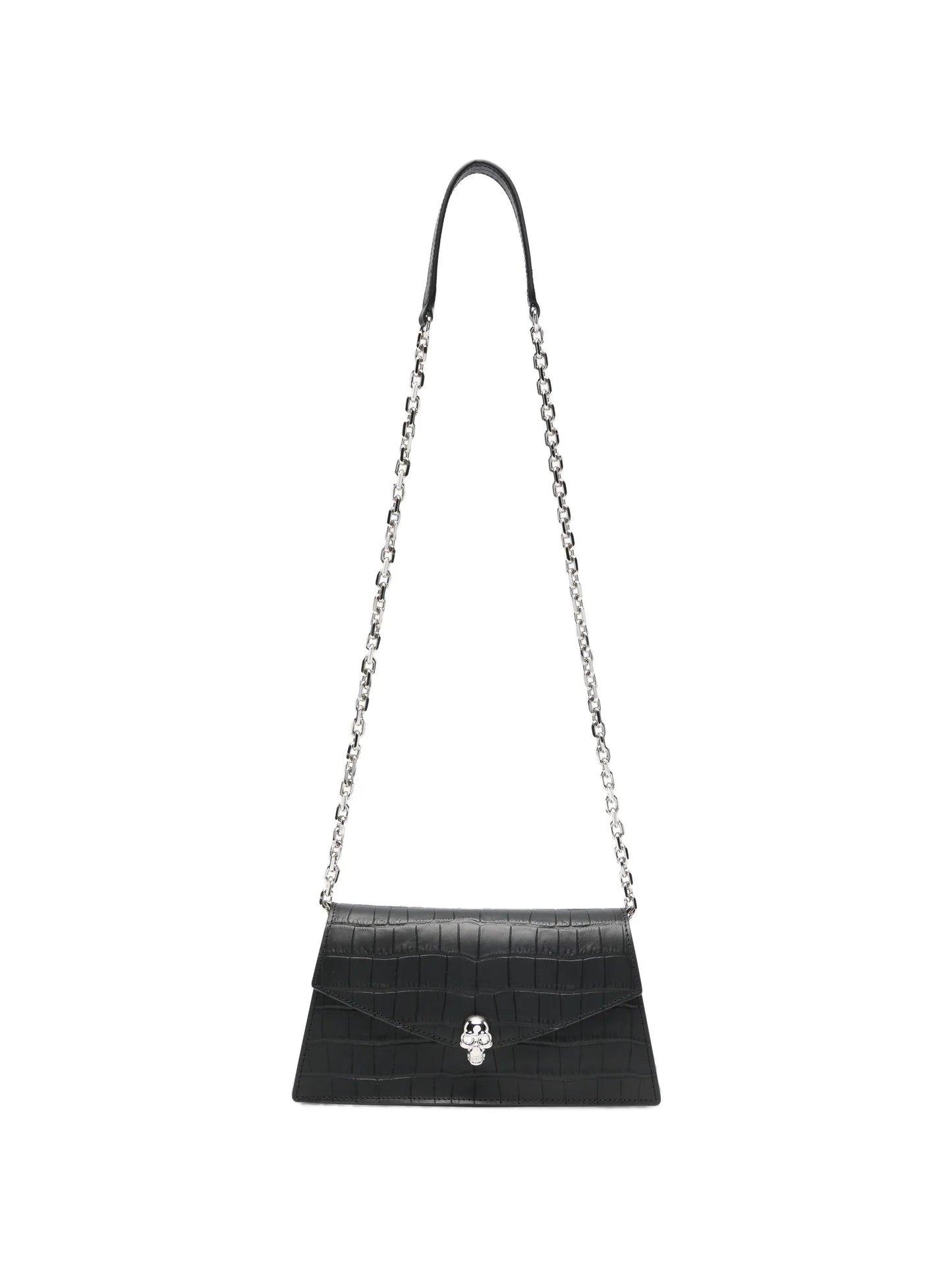 Skull crocodile-effect shoulder bag