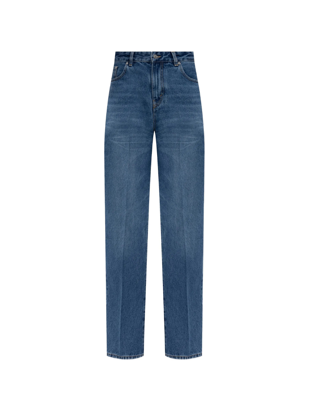 high waist jeans in mid blue wash