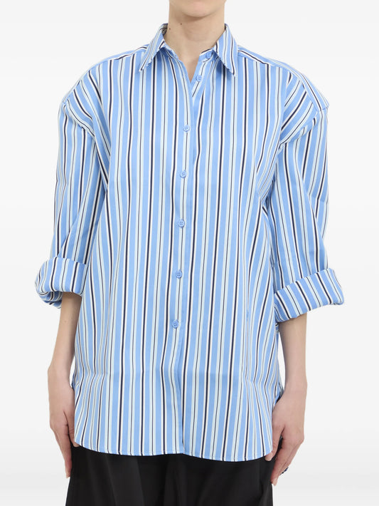 padded-shoulder striped shirt