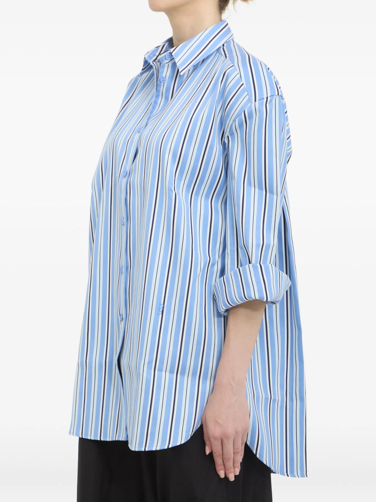 padded-shoulder striped shirt