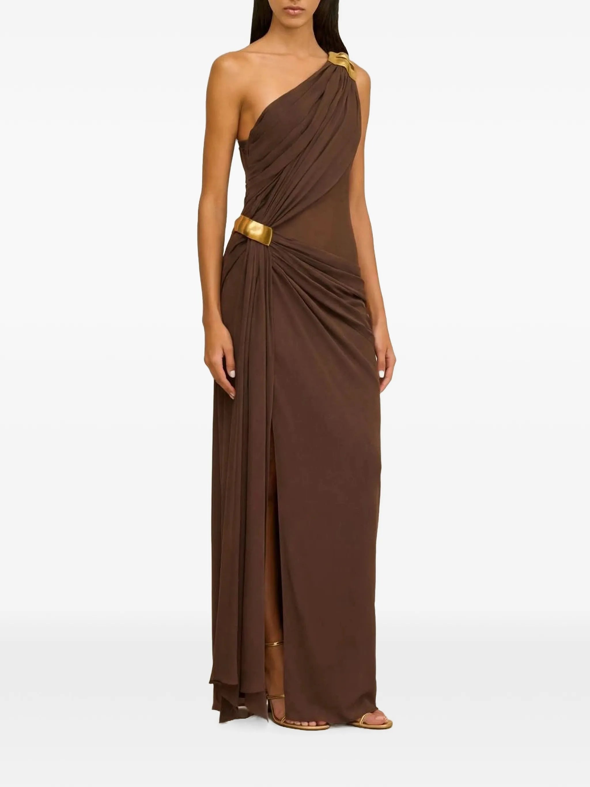 Genista asymmetric gathered dress