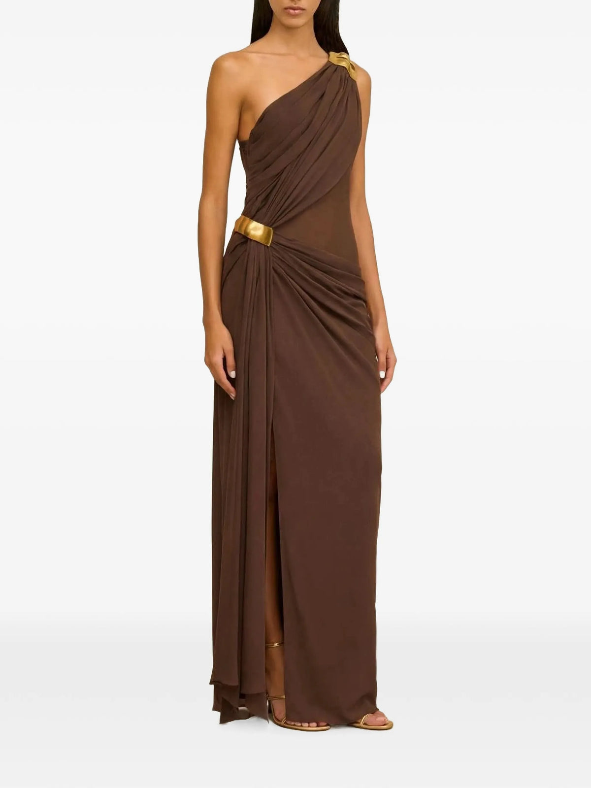 Genista asymmetric gathered dress