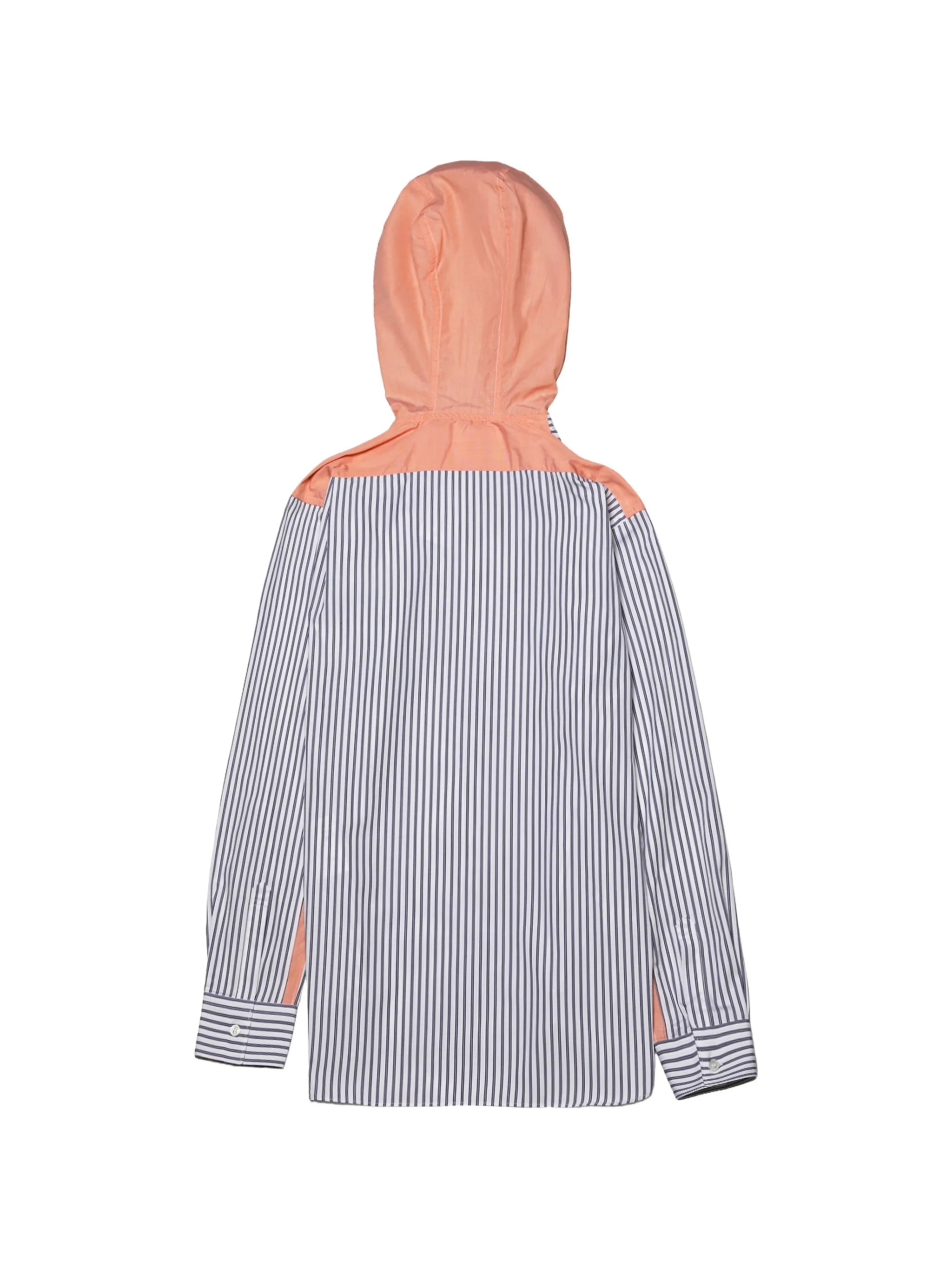 striped drawstring-hood shirt