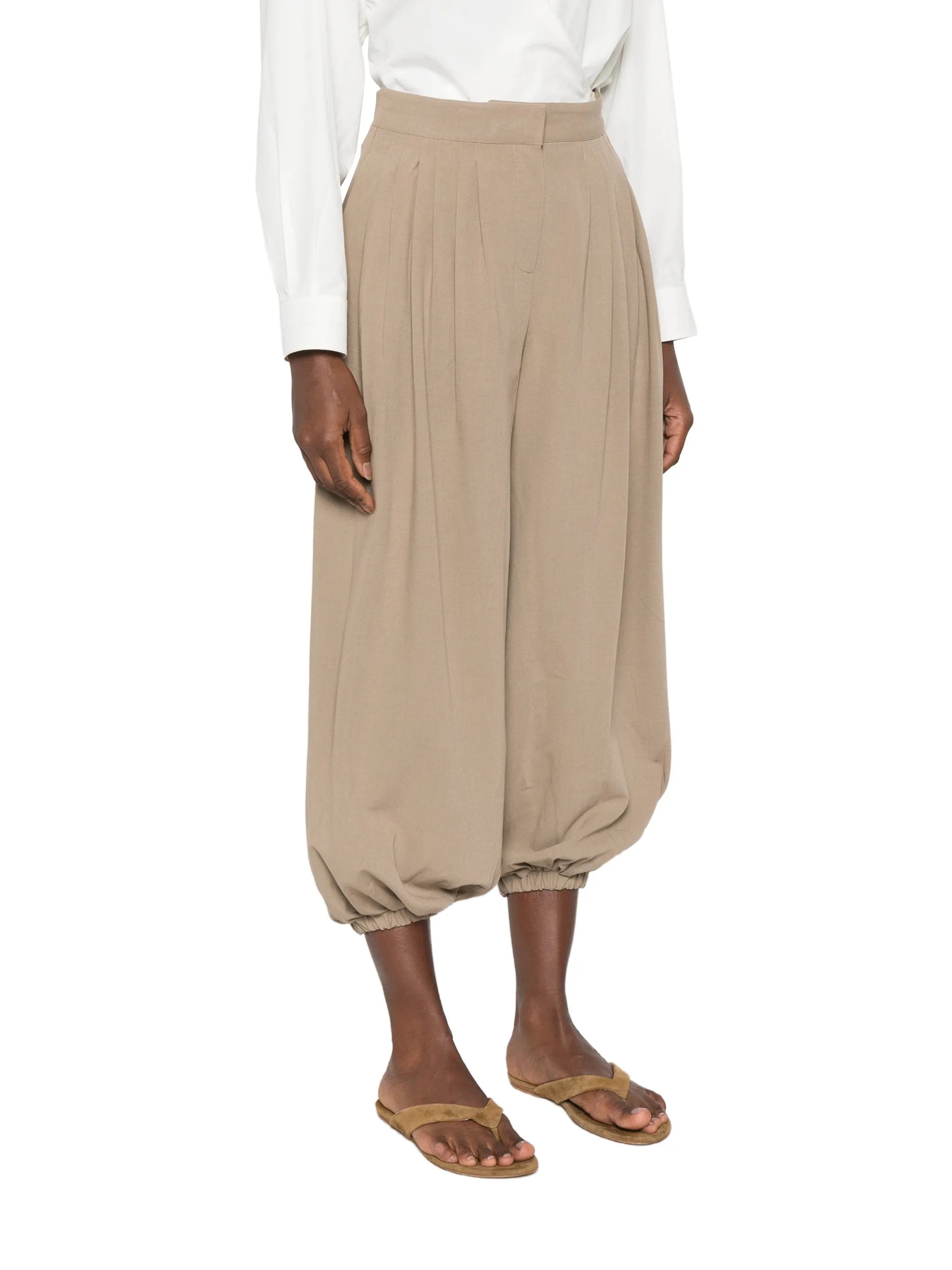 ruched-details tapered trousers