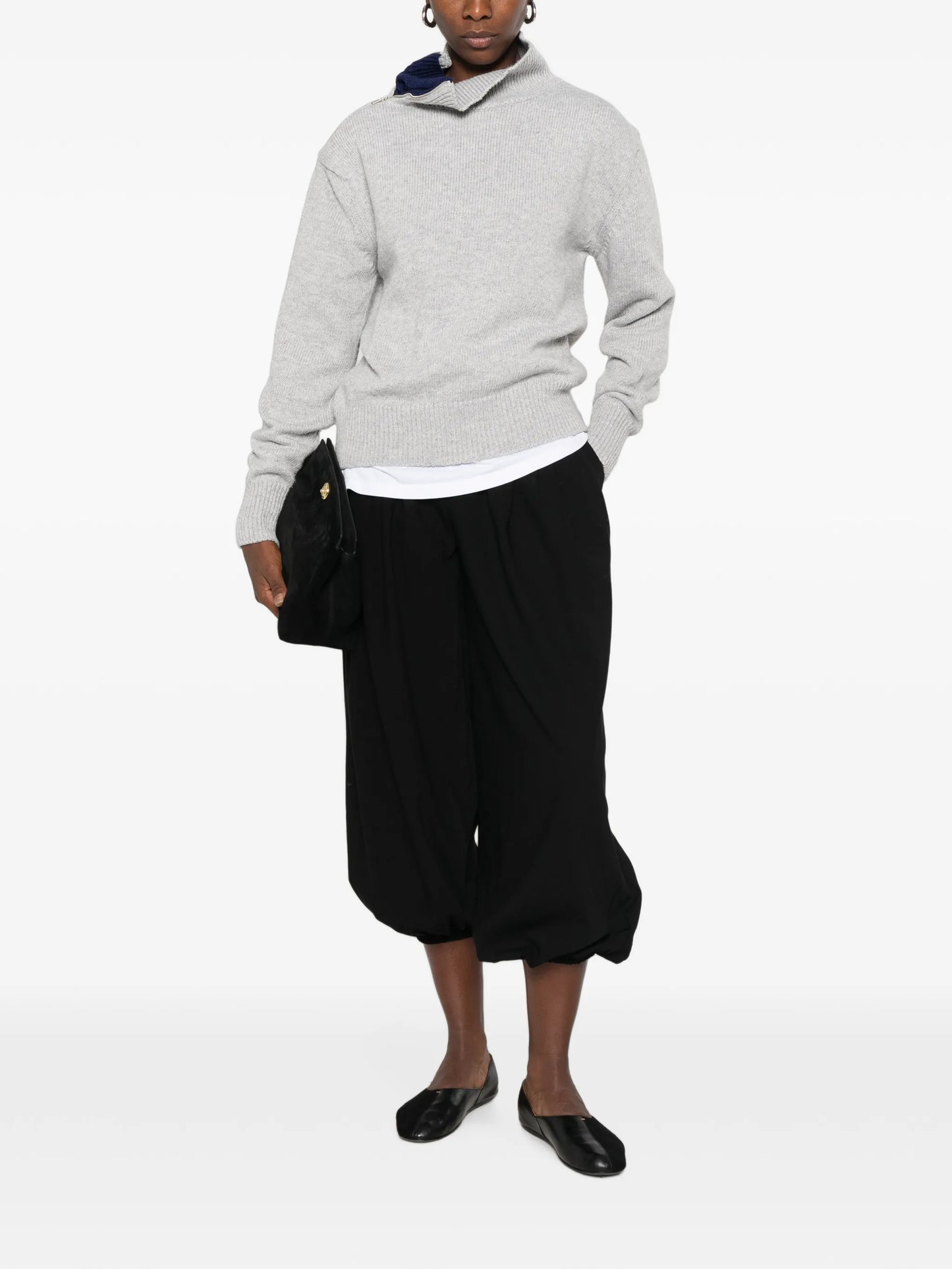 ruched straight-leg trousers