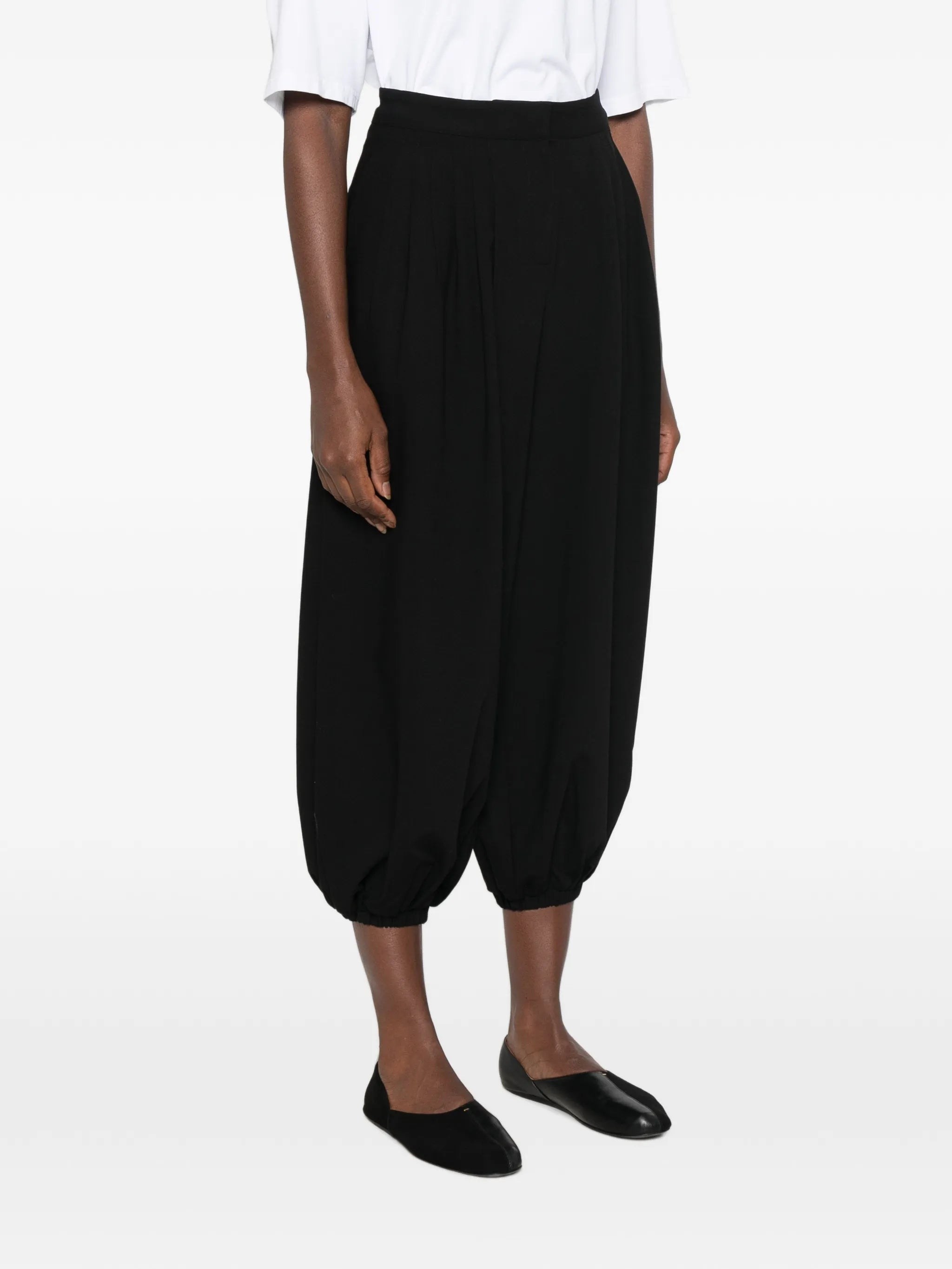 ruched straight-leg trousers