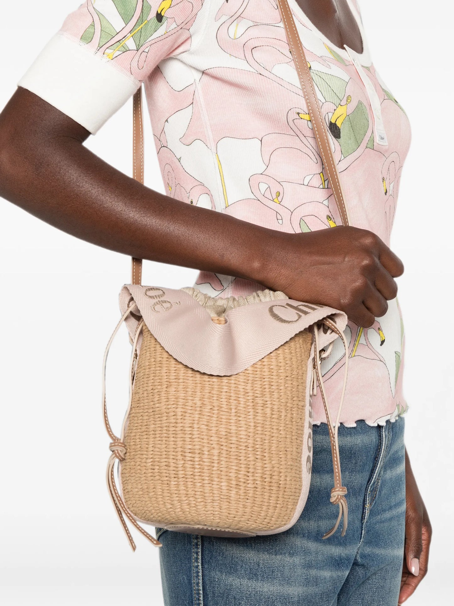 small logo-tape bucket bag