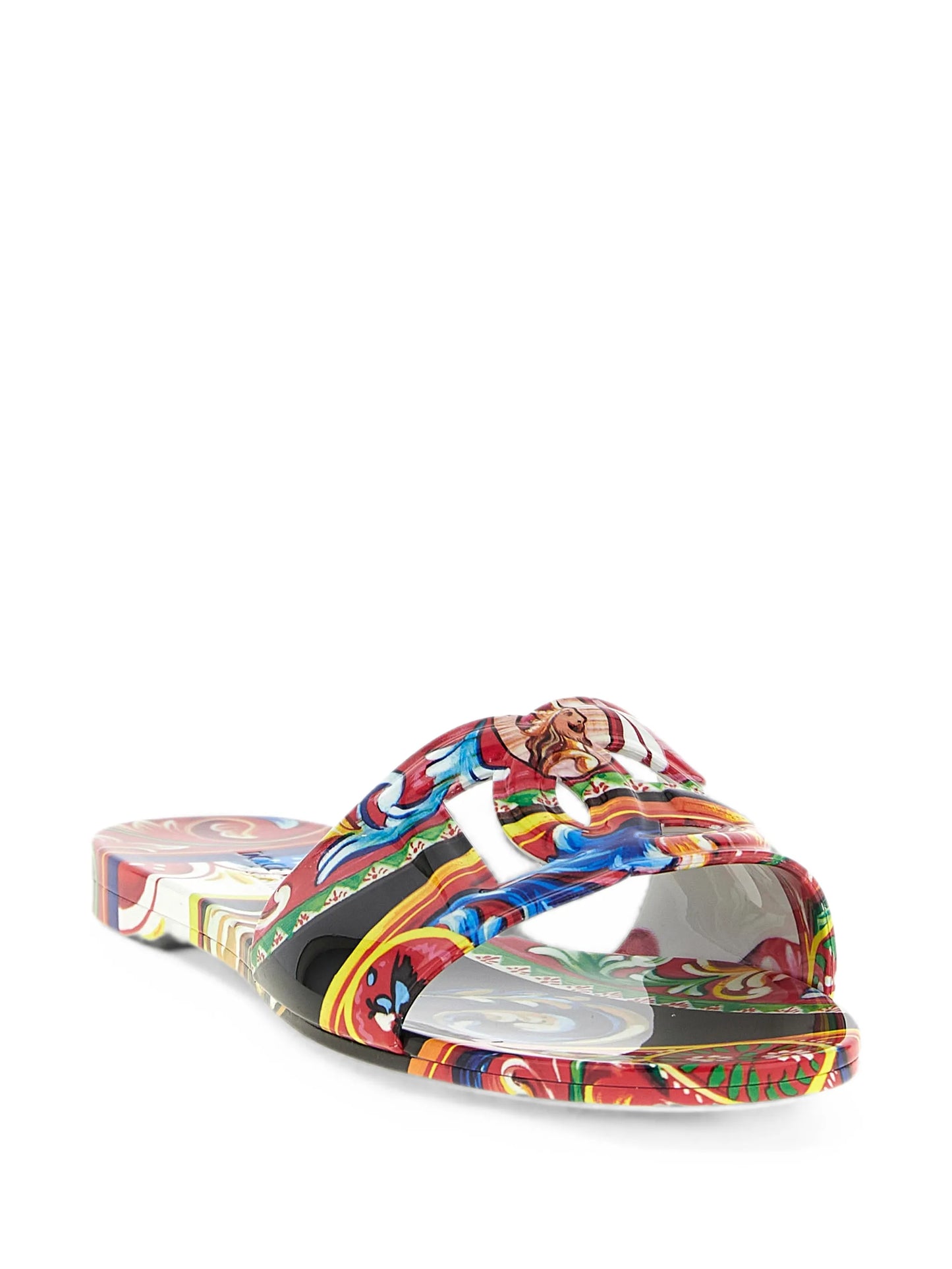 Carretto-print rubber beachwear slides