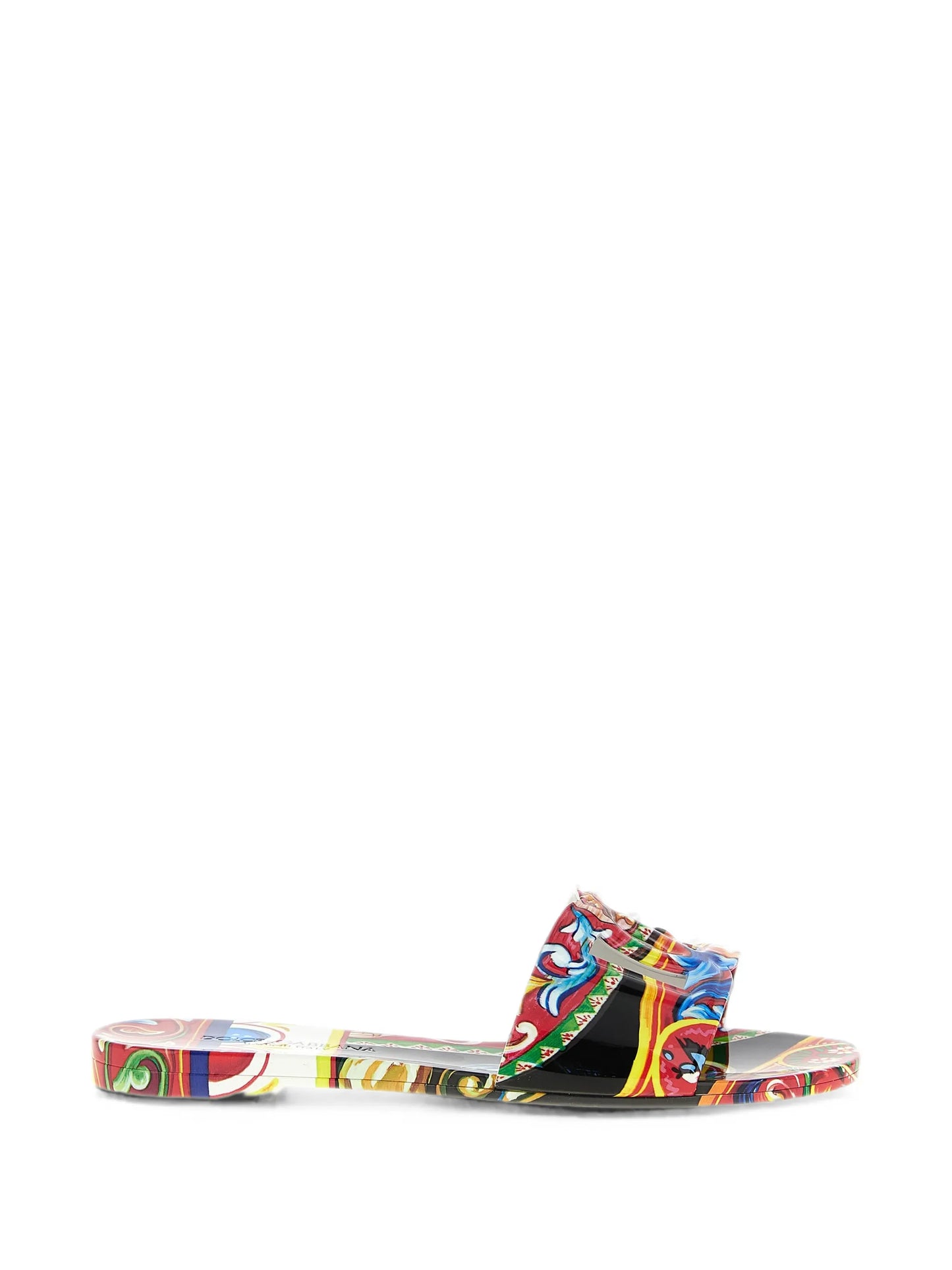 Carretto-print rubber beachwear slides