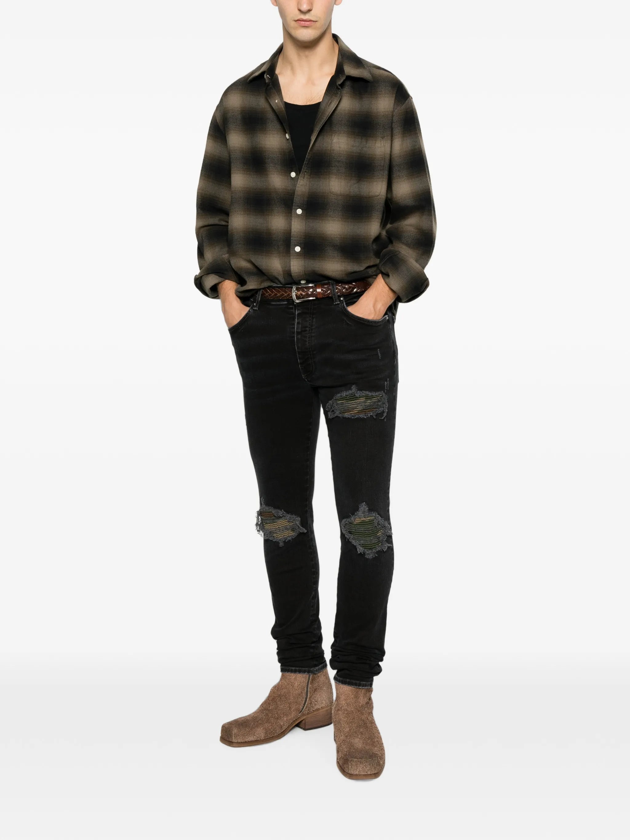 distressed pocket jeans