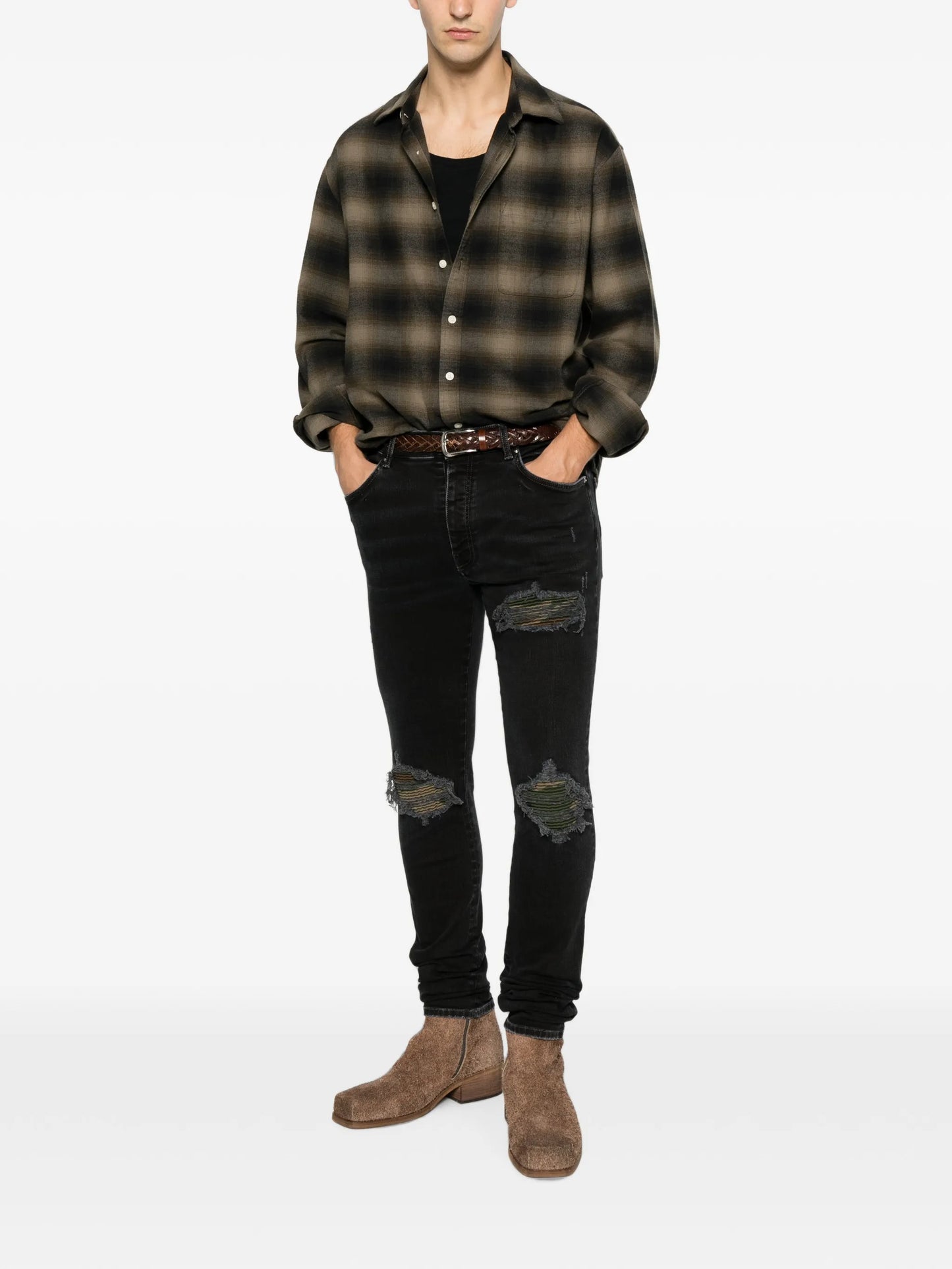 distressed pocket jeans
