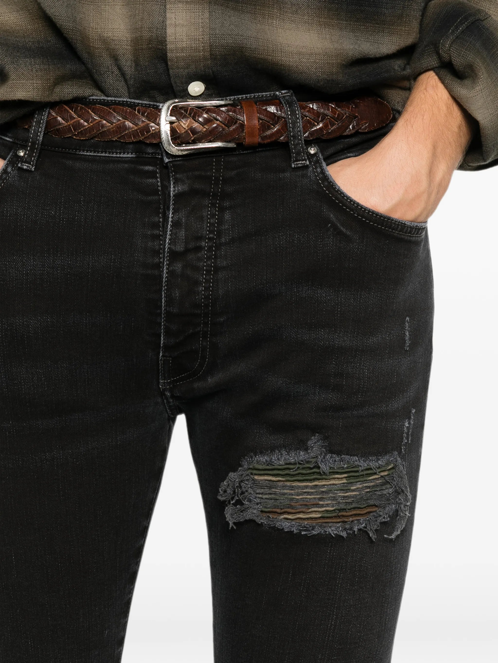 distressed pocket jeans