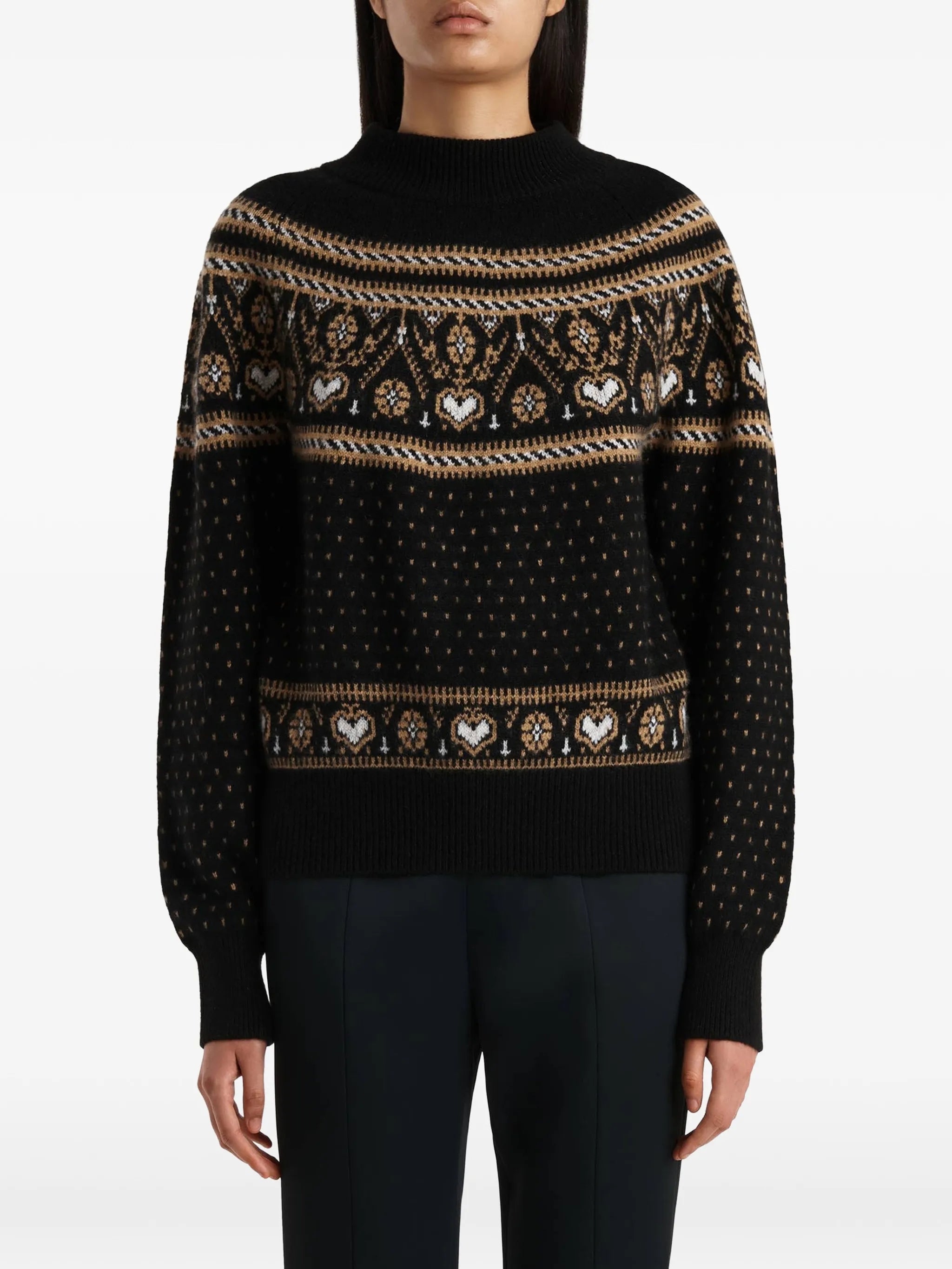 Guy sweater in black and camel multi