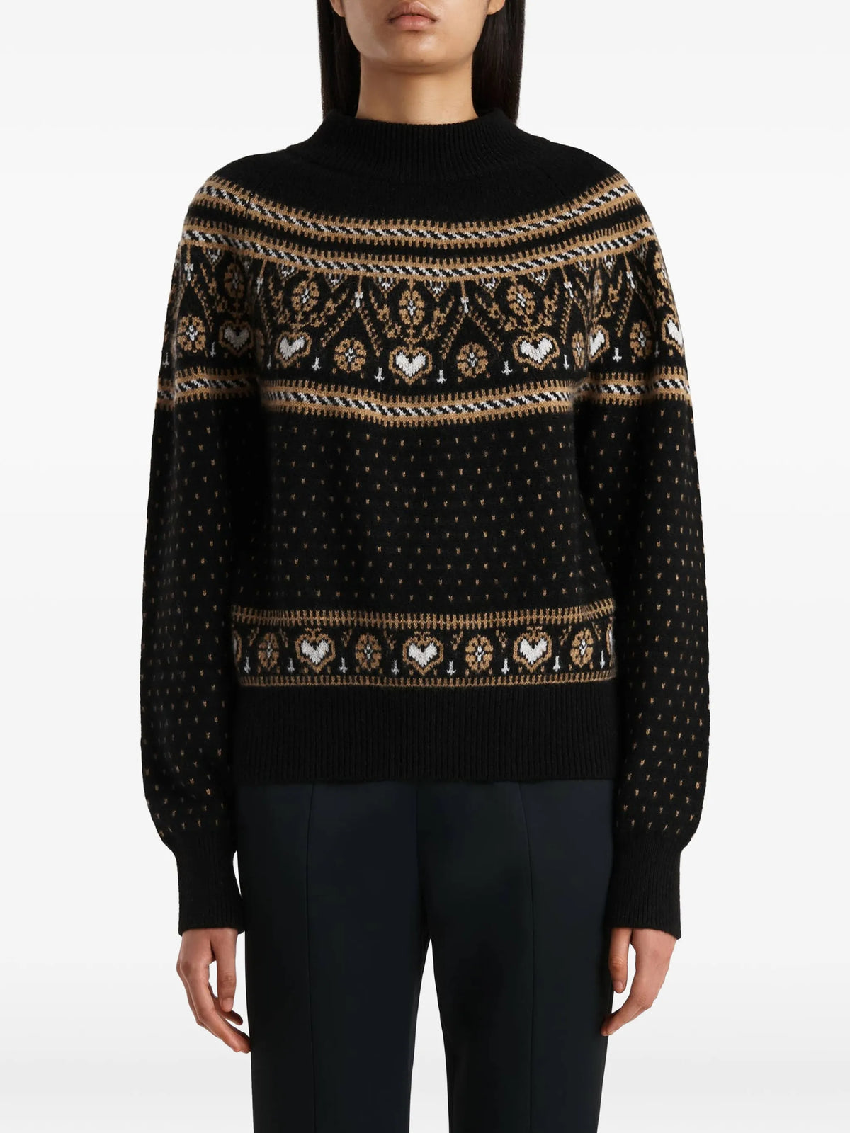 Guy sweater in black and camel multi