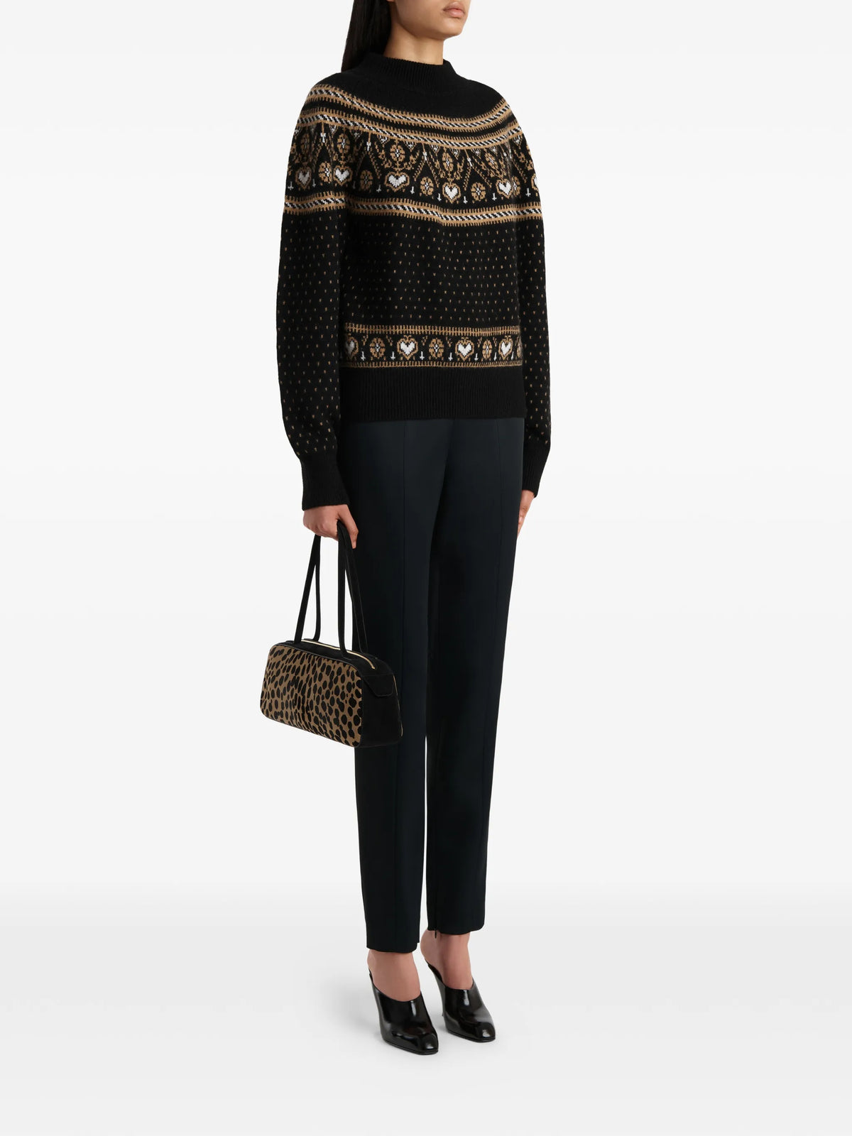 Guy sweater in black and camel multi