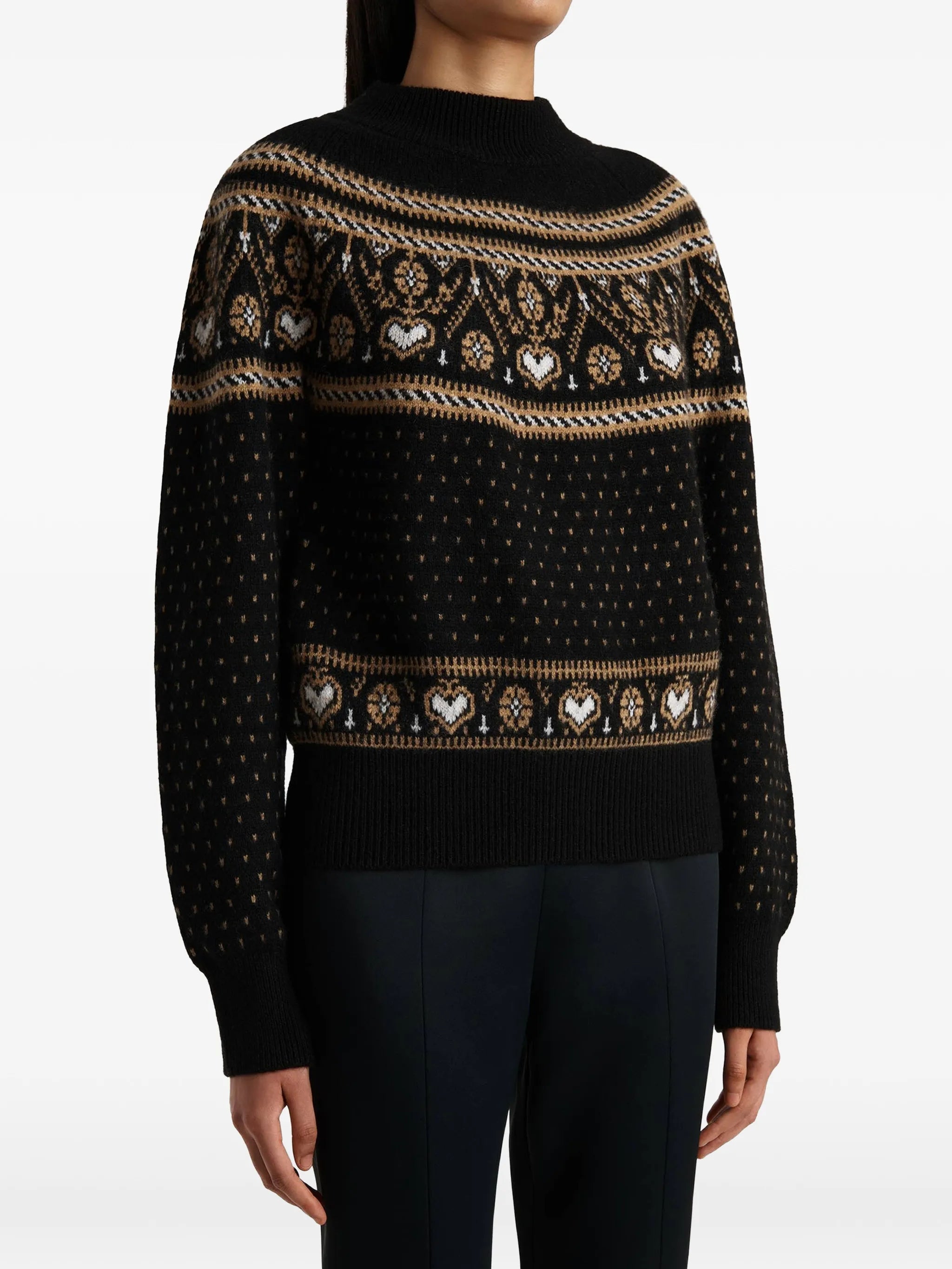 Guy sweater in black and camel multi