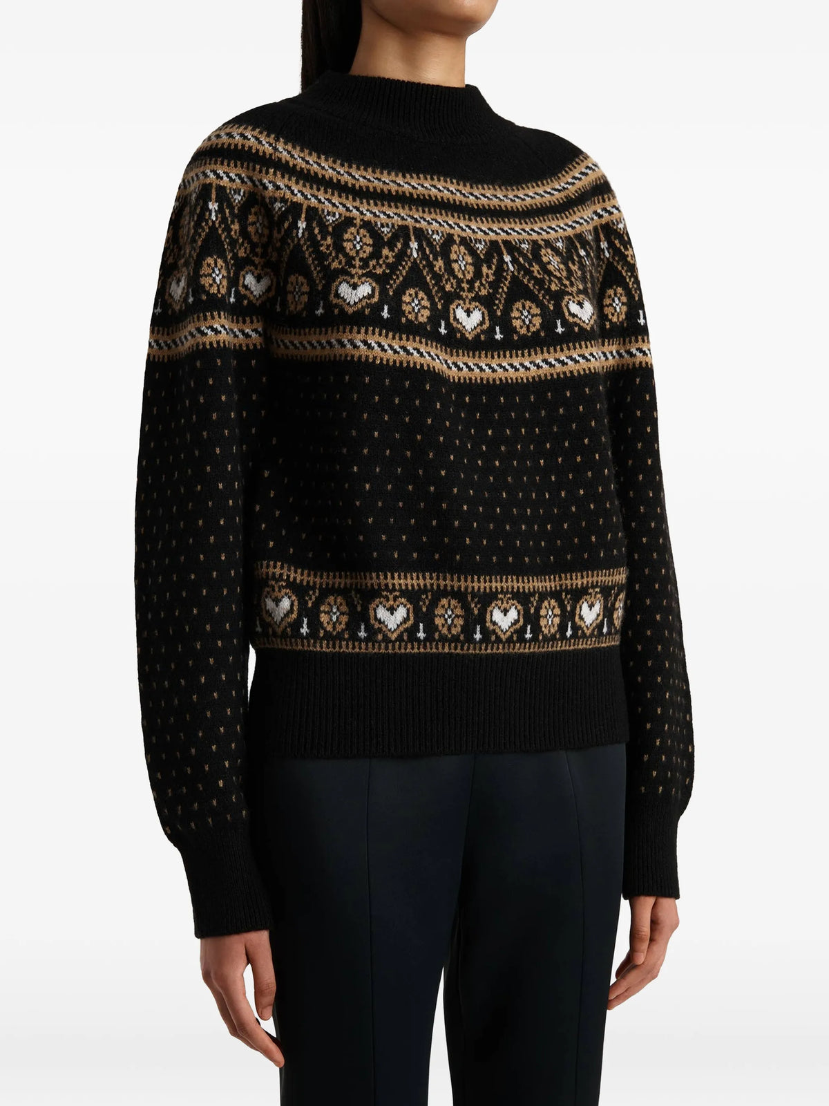 Guy sweater in black and camel multi