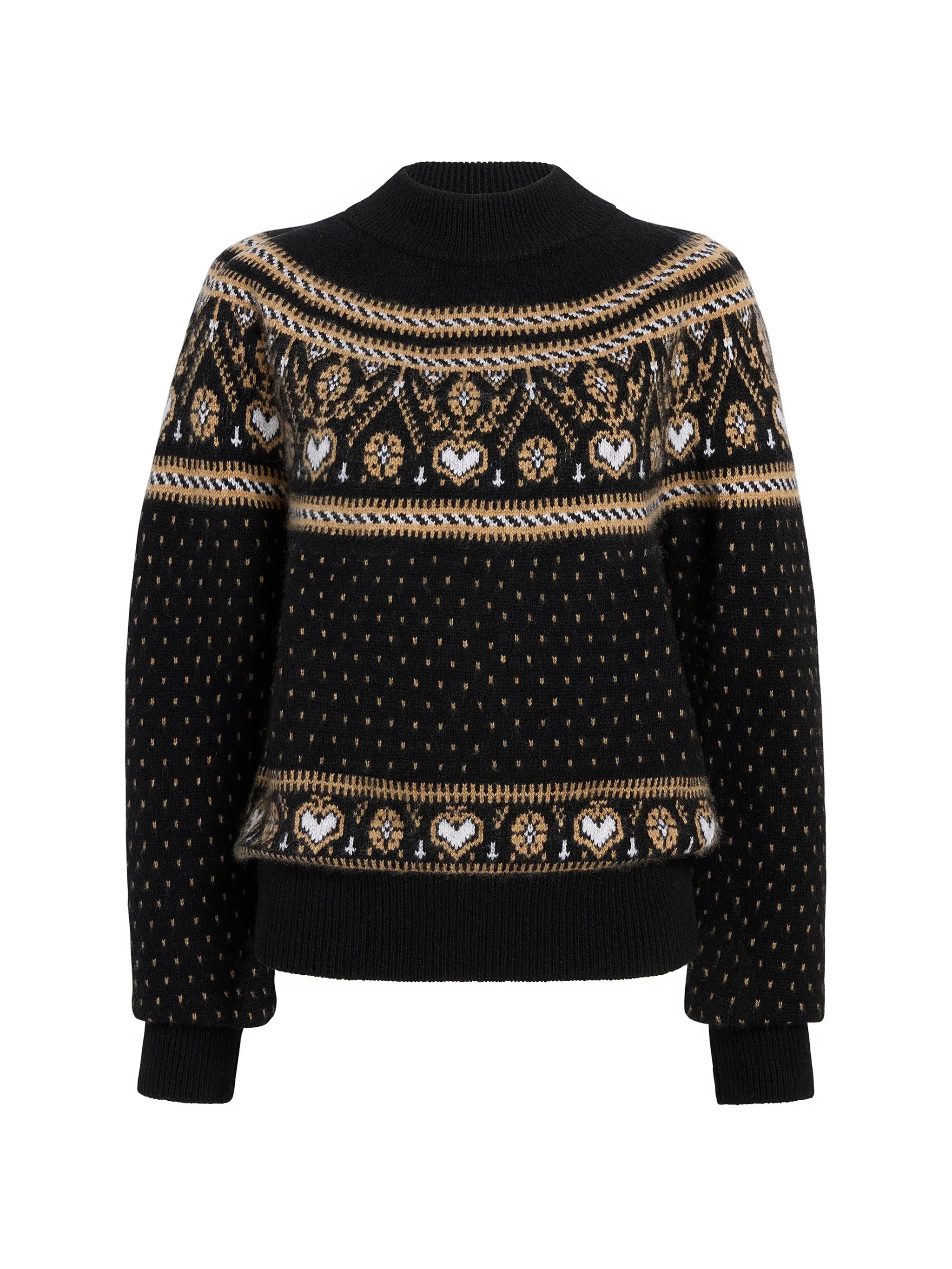 Guy sweater in black and camel multi
