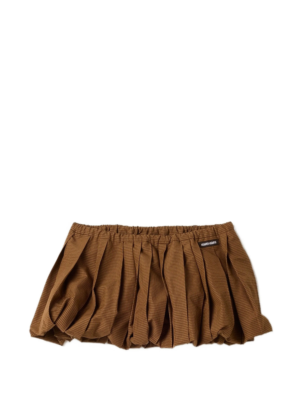 pleated gingham-check mini skirt