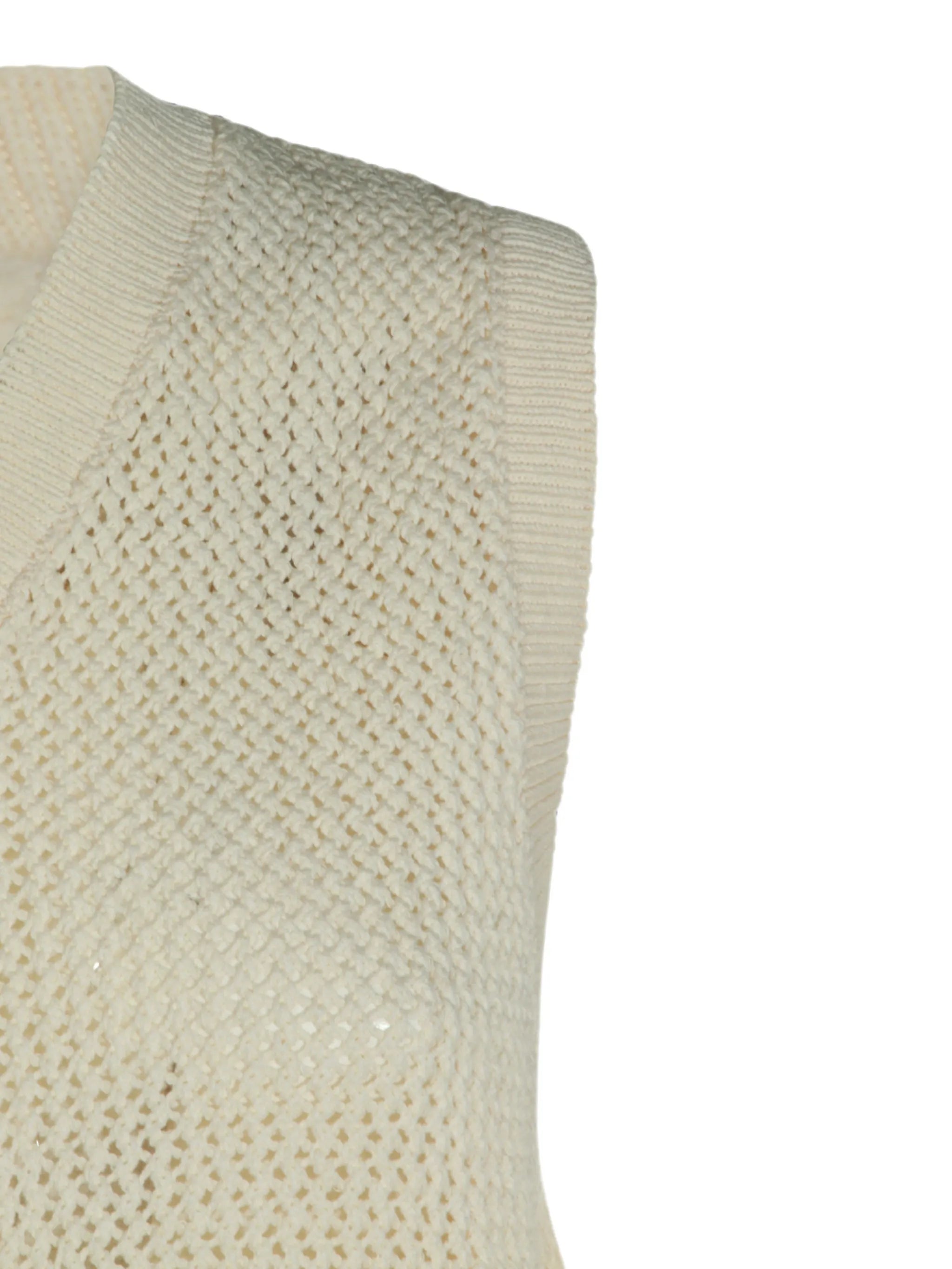 open-knit V-neck sweater
