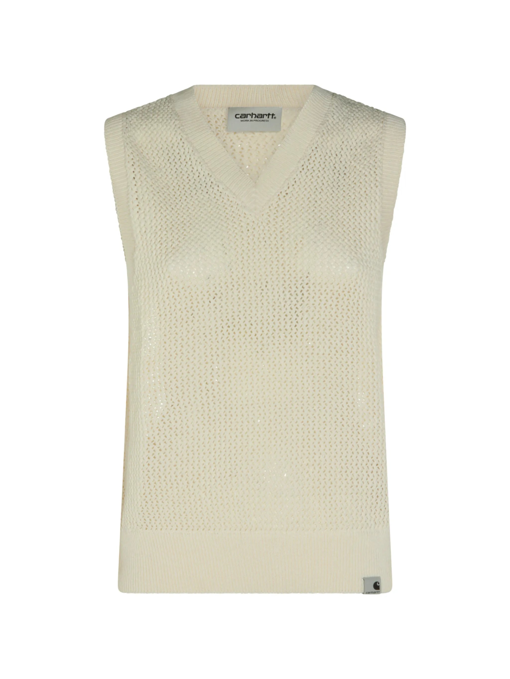 open-knit V-neck sweater