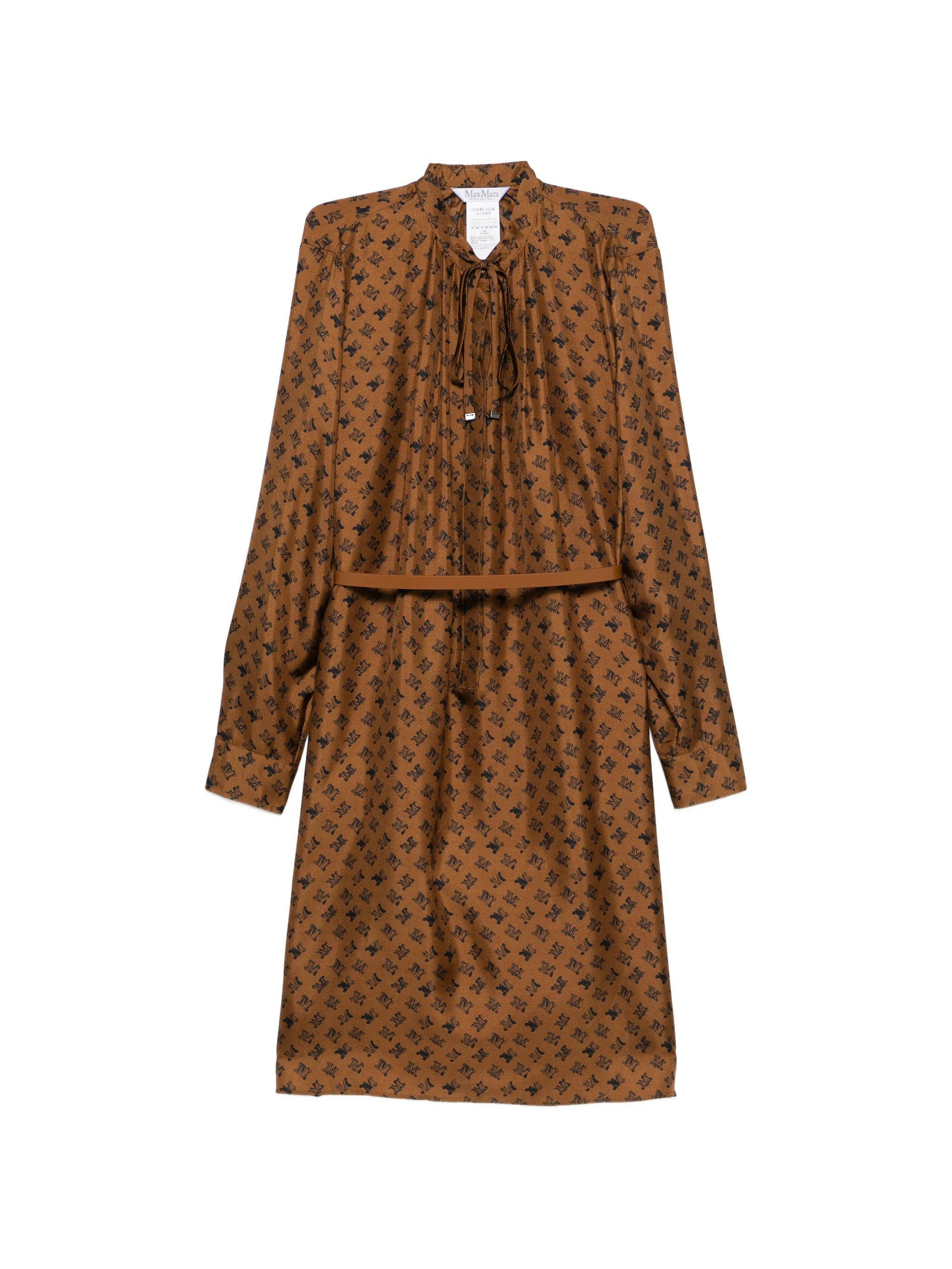 logo-print belted midi dress