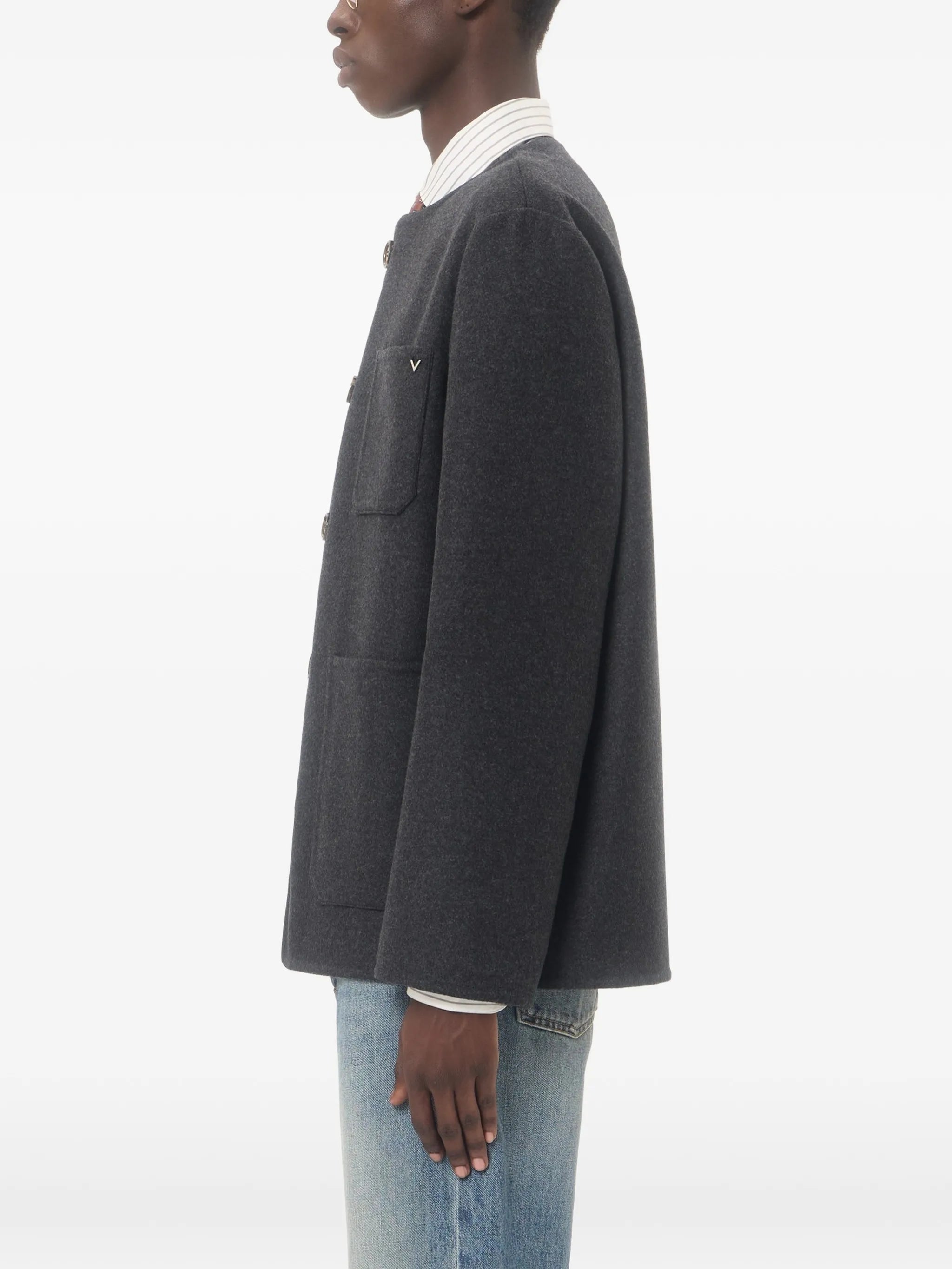 VLogo collarless shirt