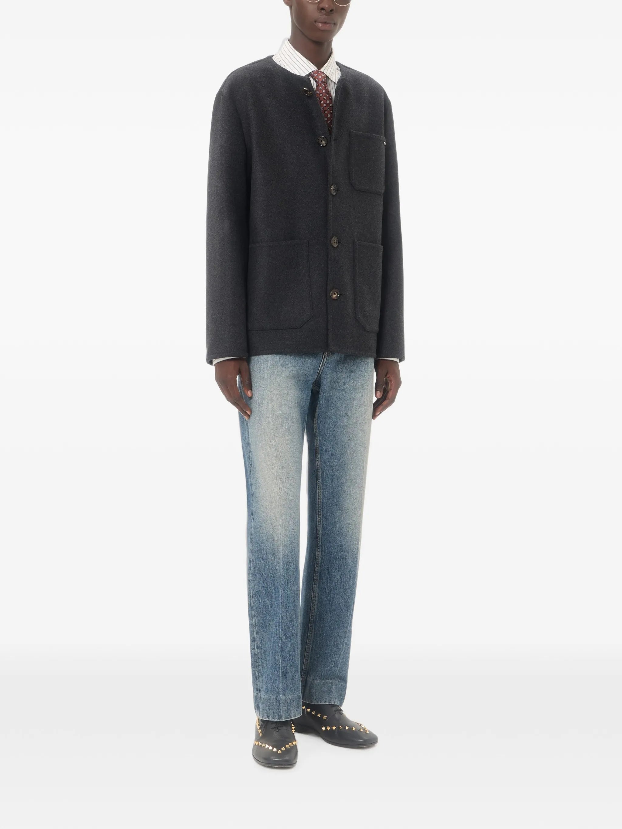 VLogo collarless shirt